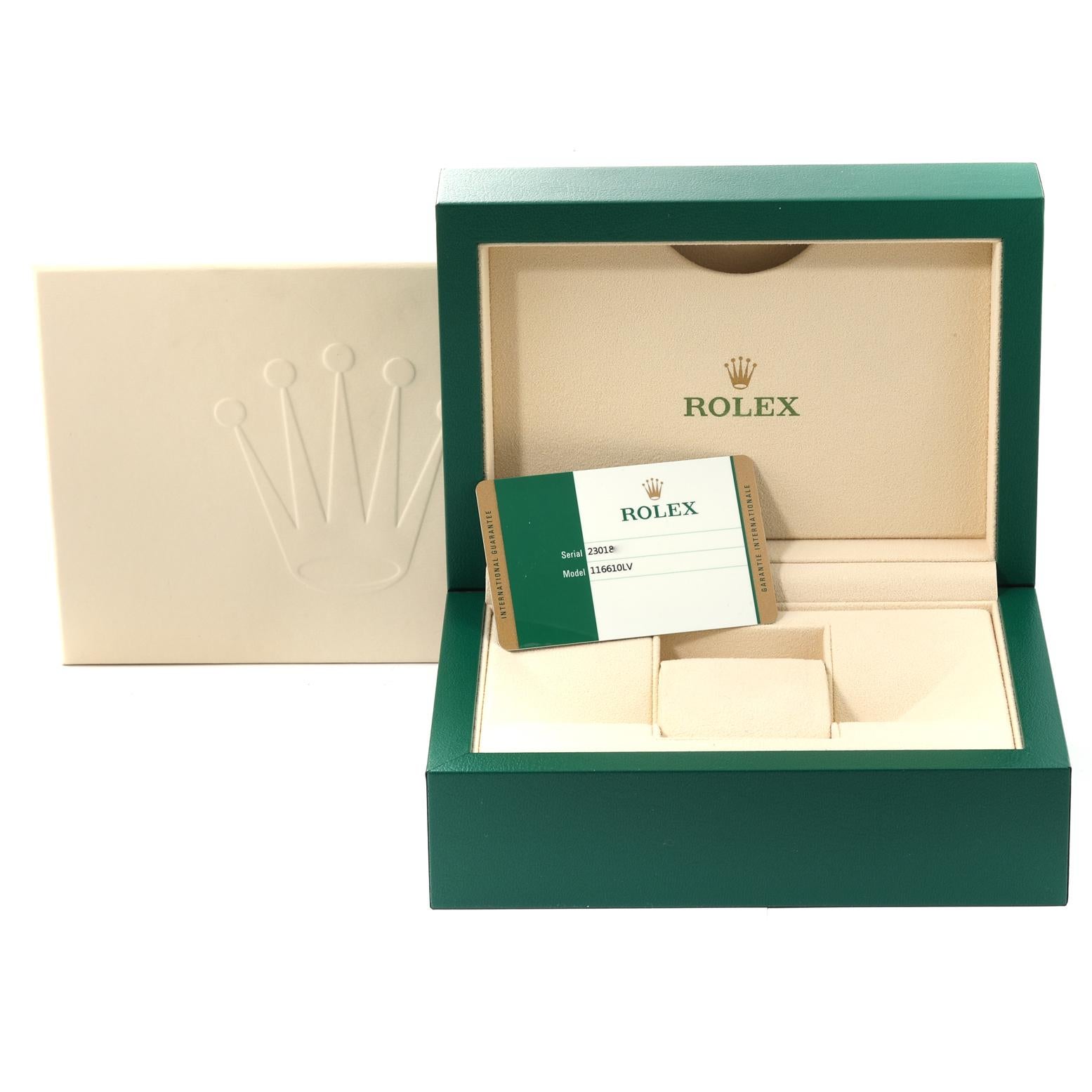 Rolex Submariner Hulk Green Dial Steel Mens Watch 116610LV Box Card For Sale 7
