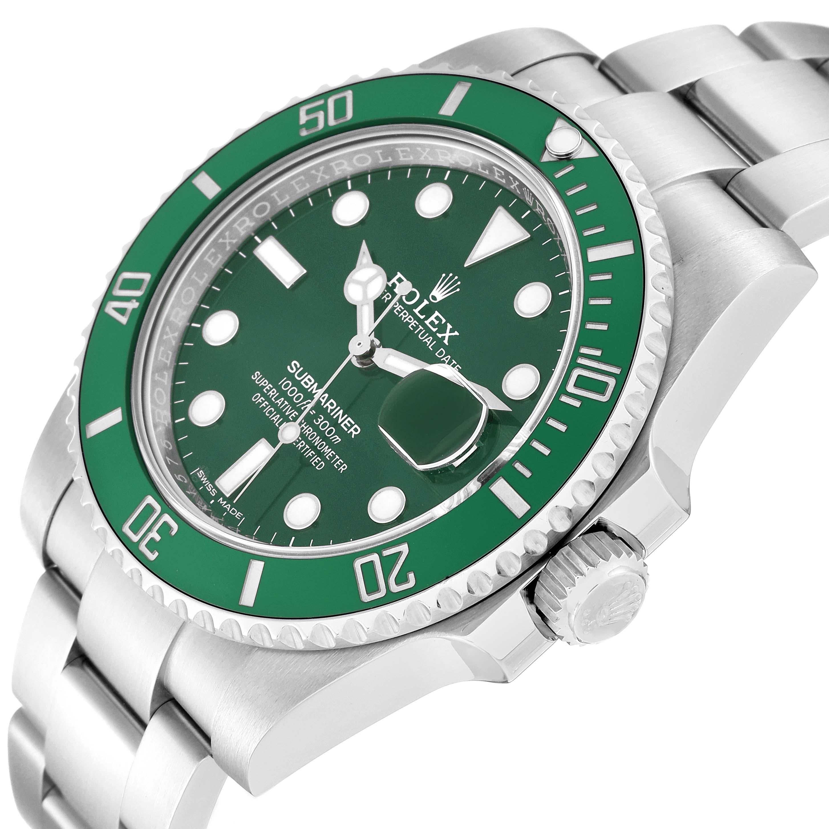 Rolex Submariner Hulk Green Dial Steel Mens Watch 116610LV Box Card 1