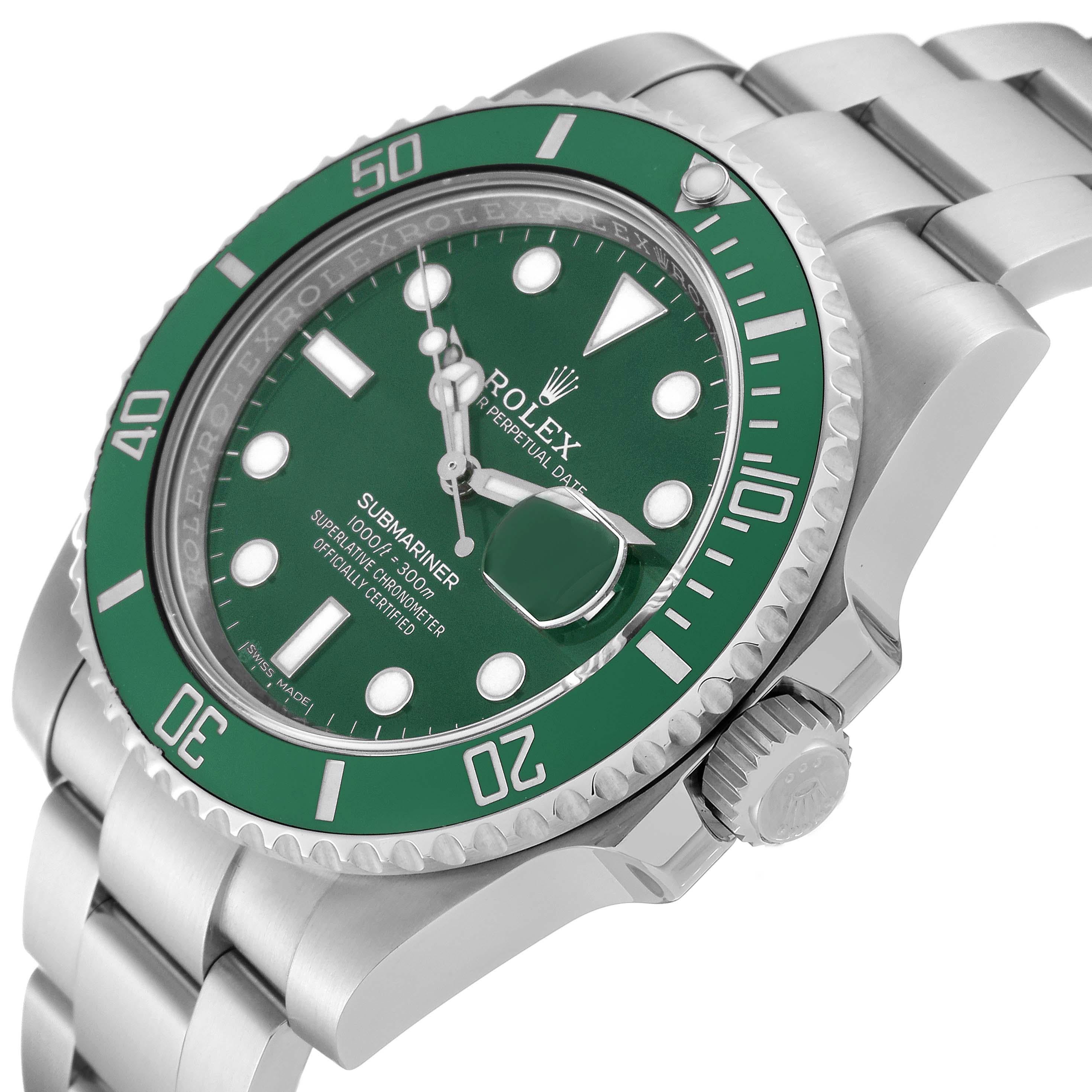 Rolex Submariner Hulk Green Dial Steel Mens Watch 116610LV Box Card 1