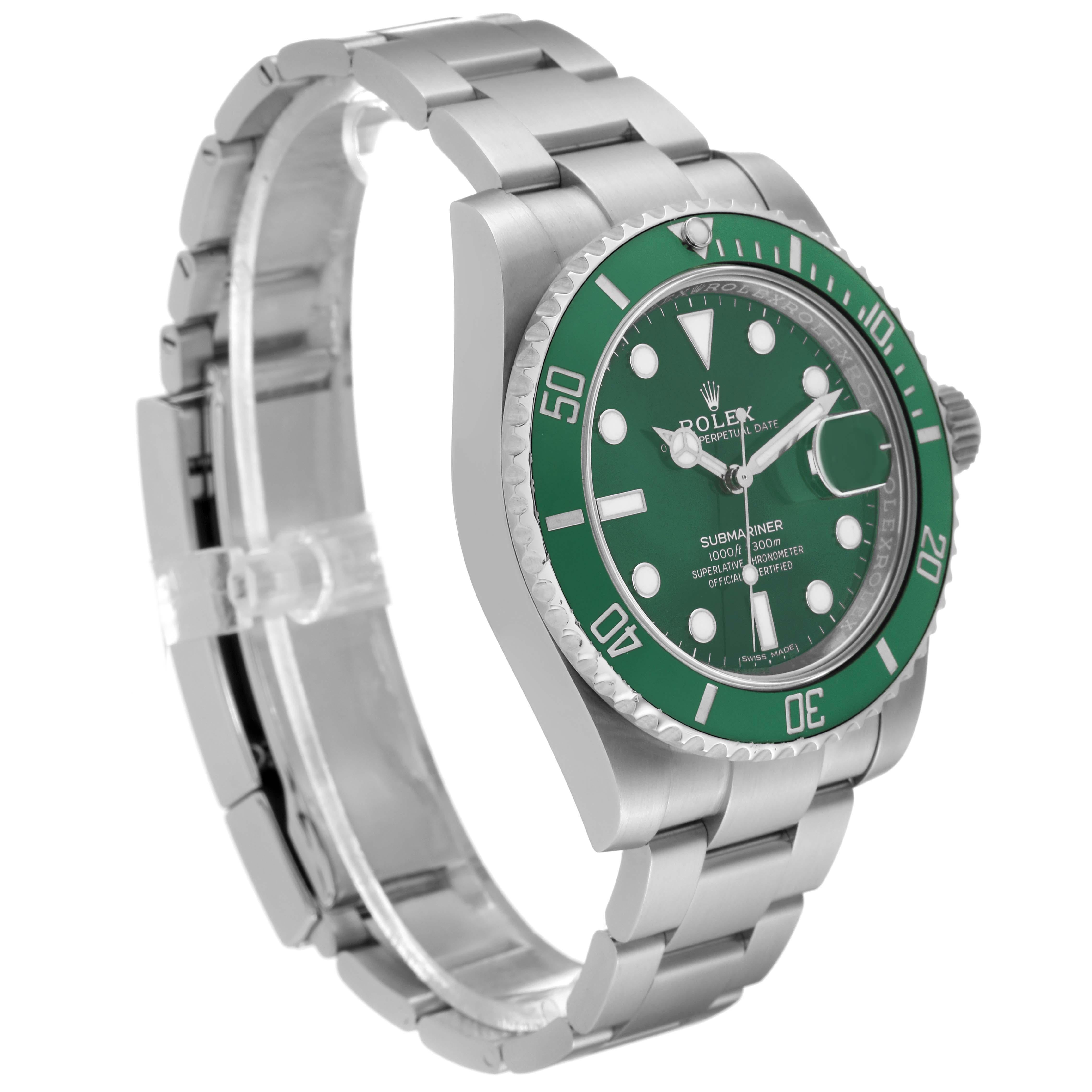 Rolex Submariner Hulk Green Dial Steel Mens Watch 116610LV Box Card 3