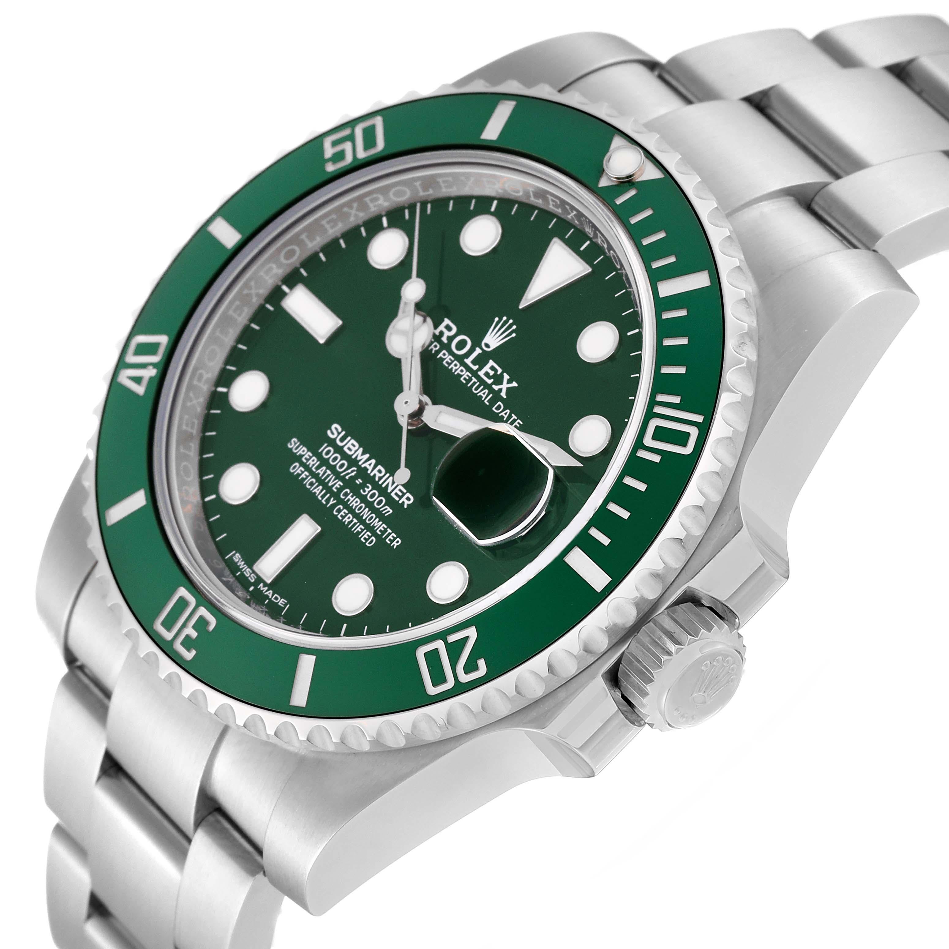Rolex Submariner Hulk Green Dial Steel Mens Watch 116610LV Box Card 5