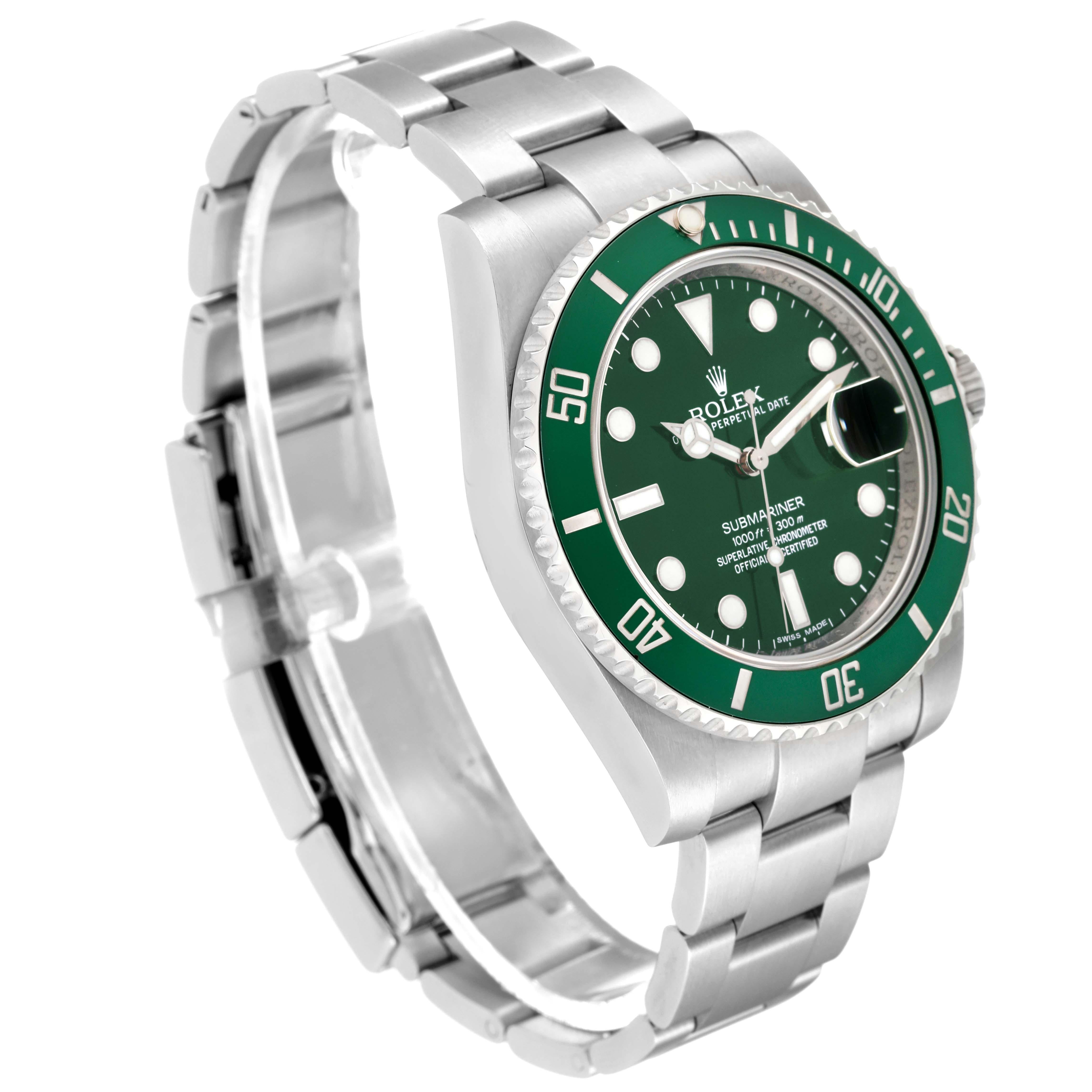 Rolex Submariner Hulk Green Dial Steel Mens Watch 116610LV 7