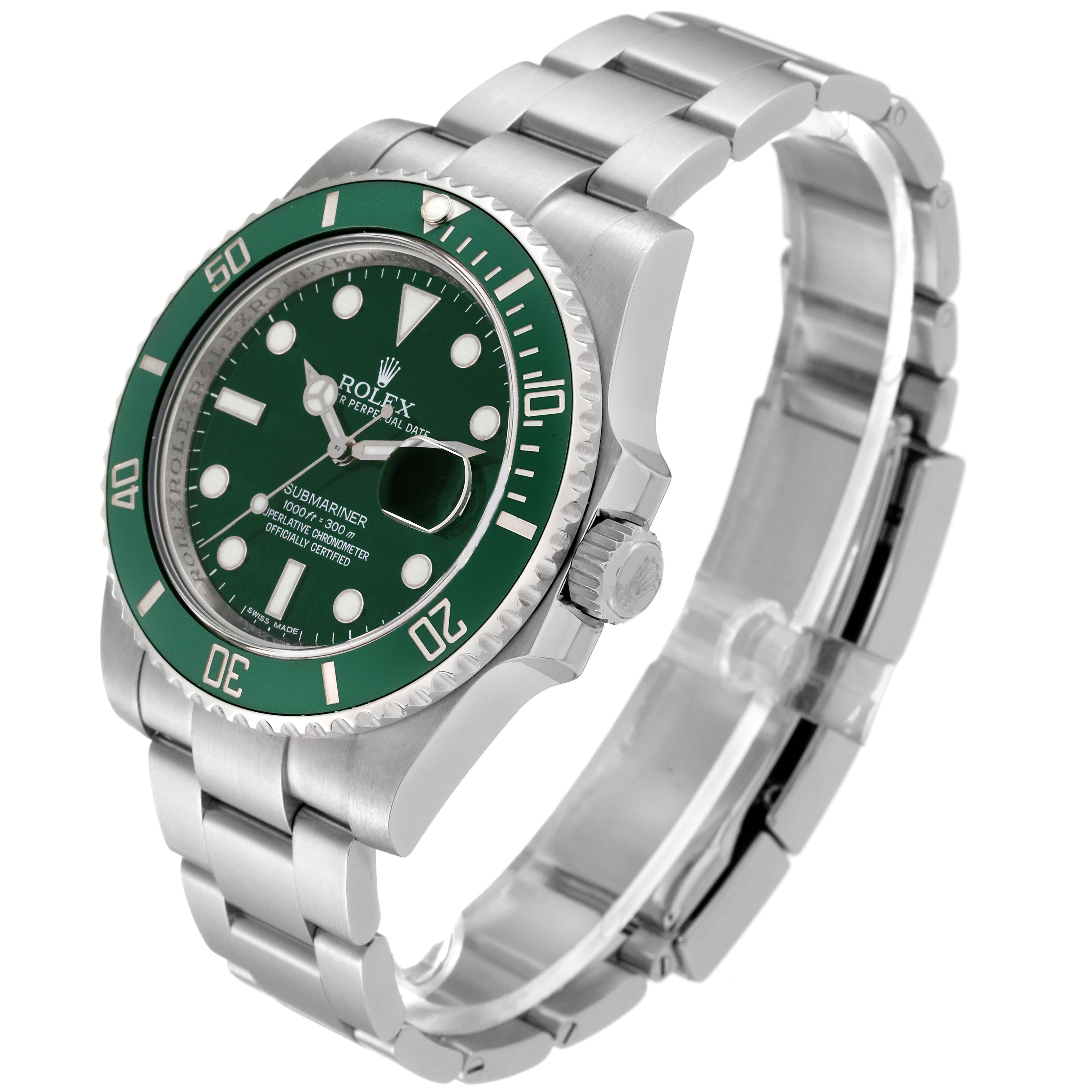 Men's Rolex Submariner Hulk Green Dial Steel Mens Watch 116610LV