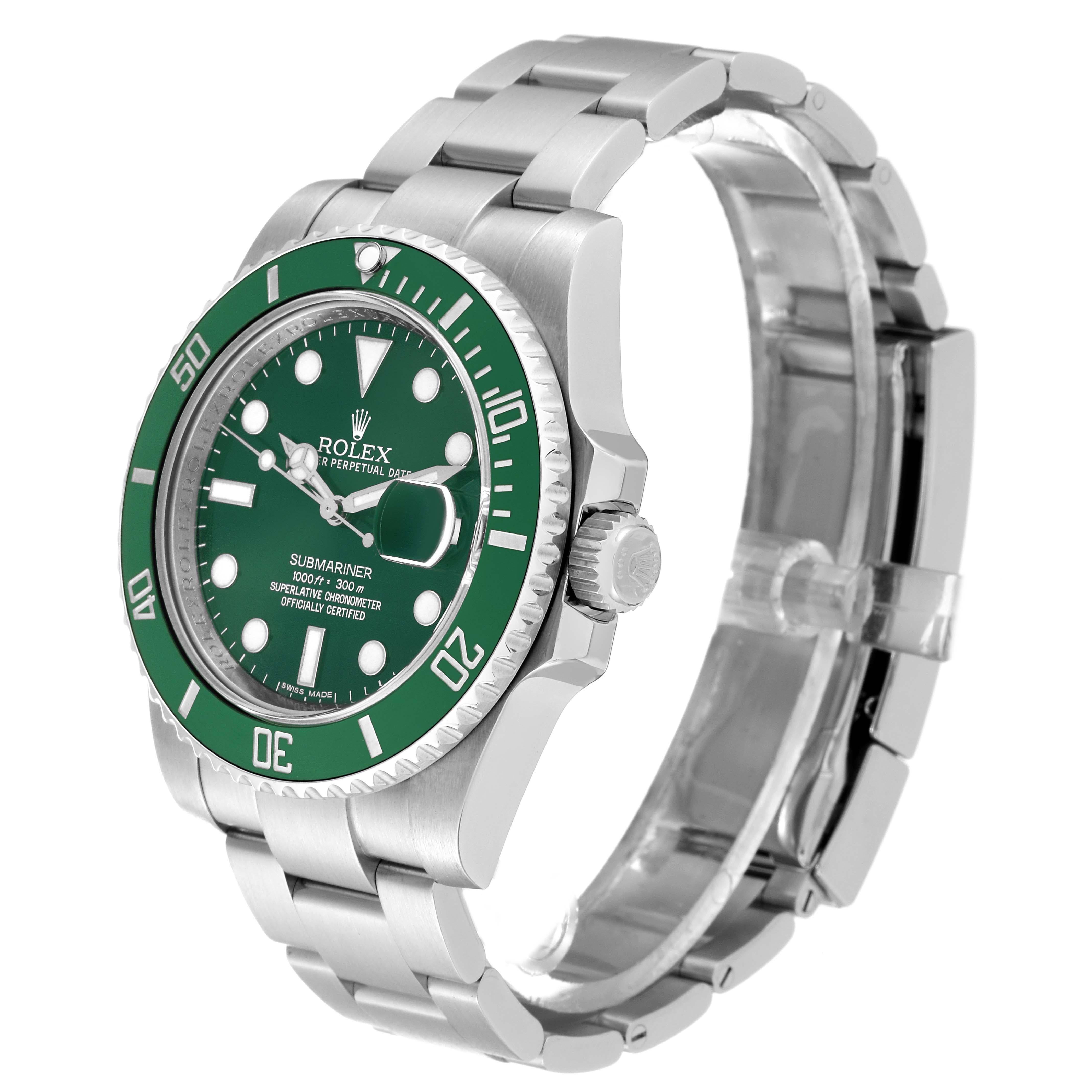 Men's Rolex Submariner Hulk Green Dial Steel Mens Watch 116610LV