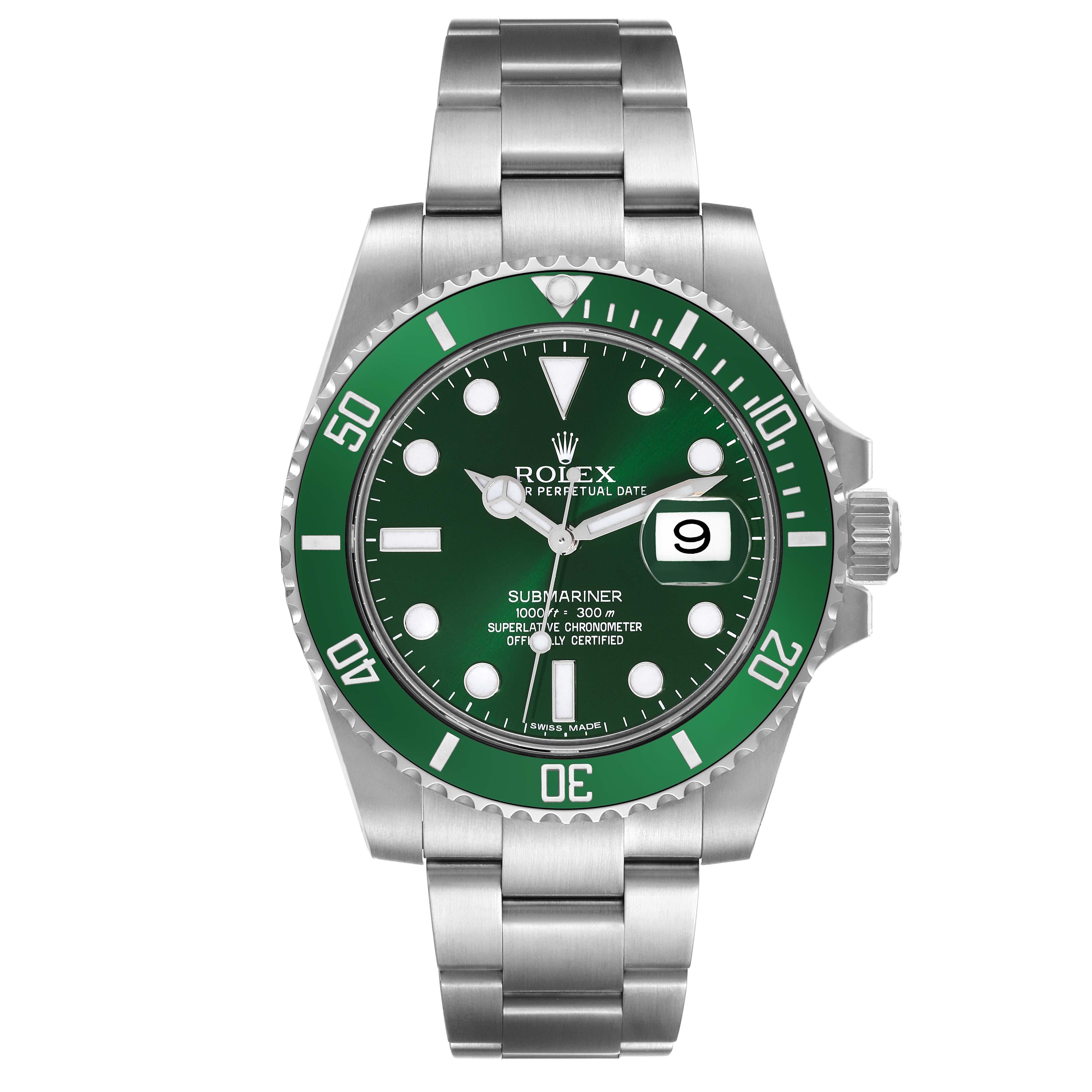 Rolex Submariner Hulk Green Dial Steel Mens Watch 116610LV 5