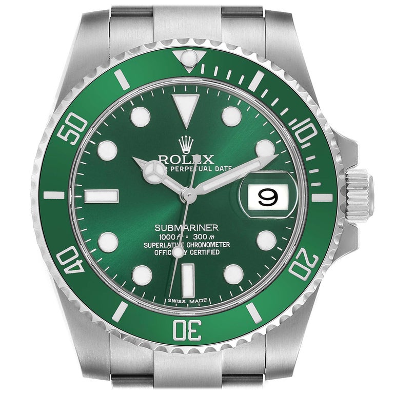 Rolex Submariner Hulk Quadrante Verde Acciaio Orologio Uomo