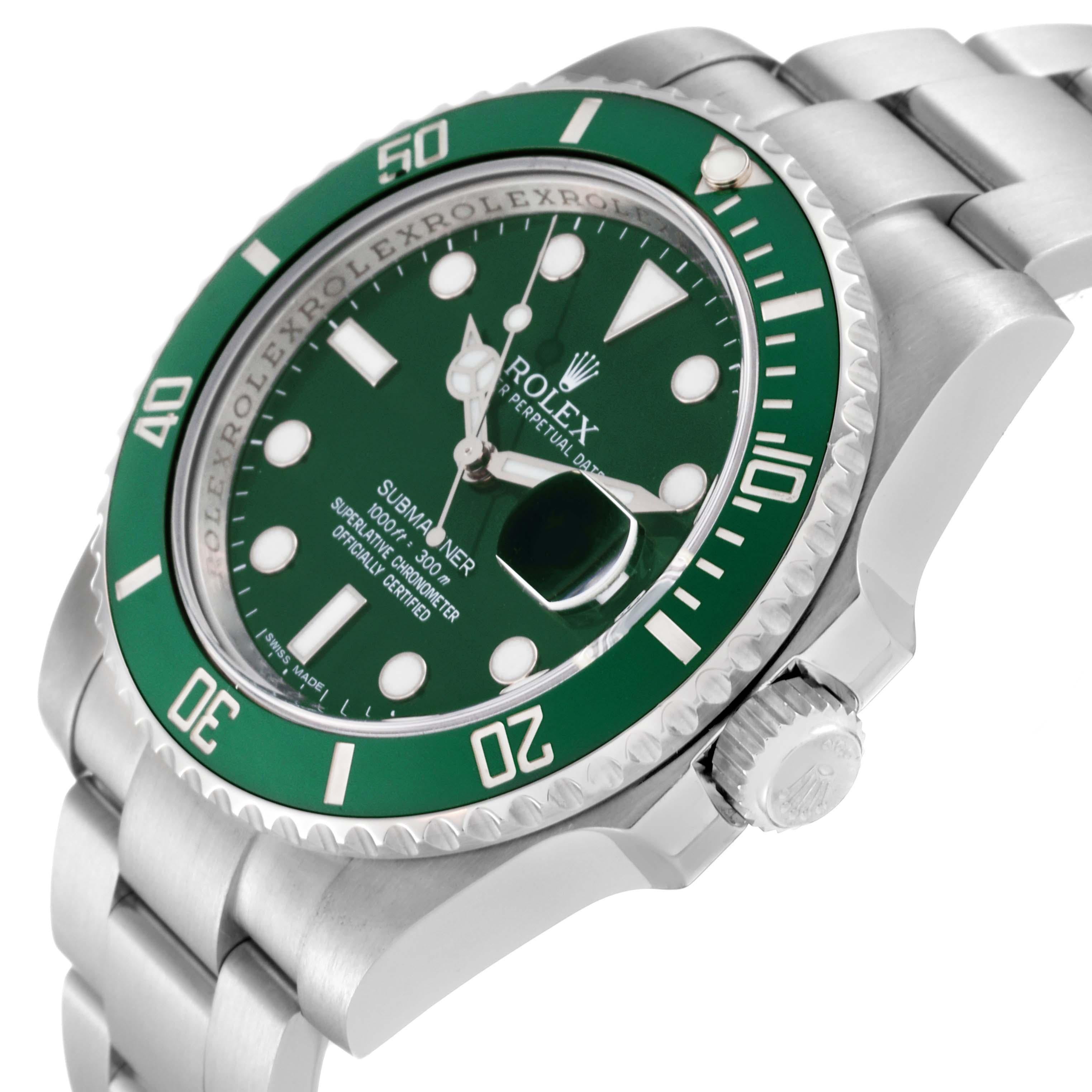 Rolex Submariner Hulk Green Dial Steel Mens Watch 116610V Box Card 1