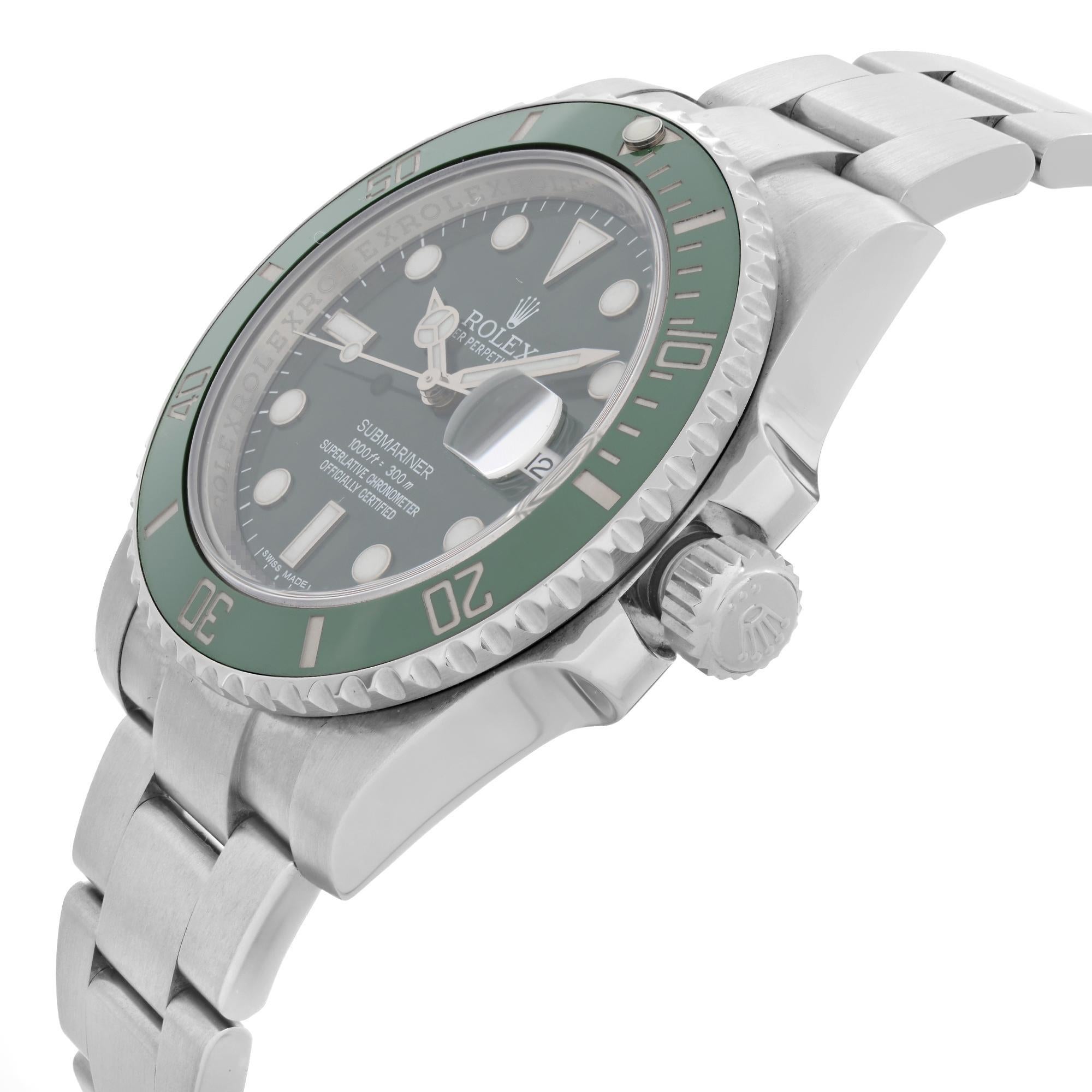 Rolex Submariner Hulk Green Steel Ceramic Automatic Mens Watch B&P 116610LV 8