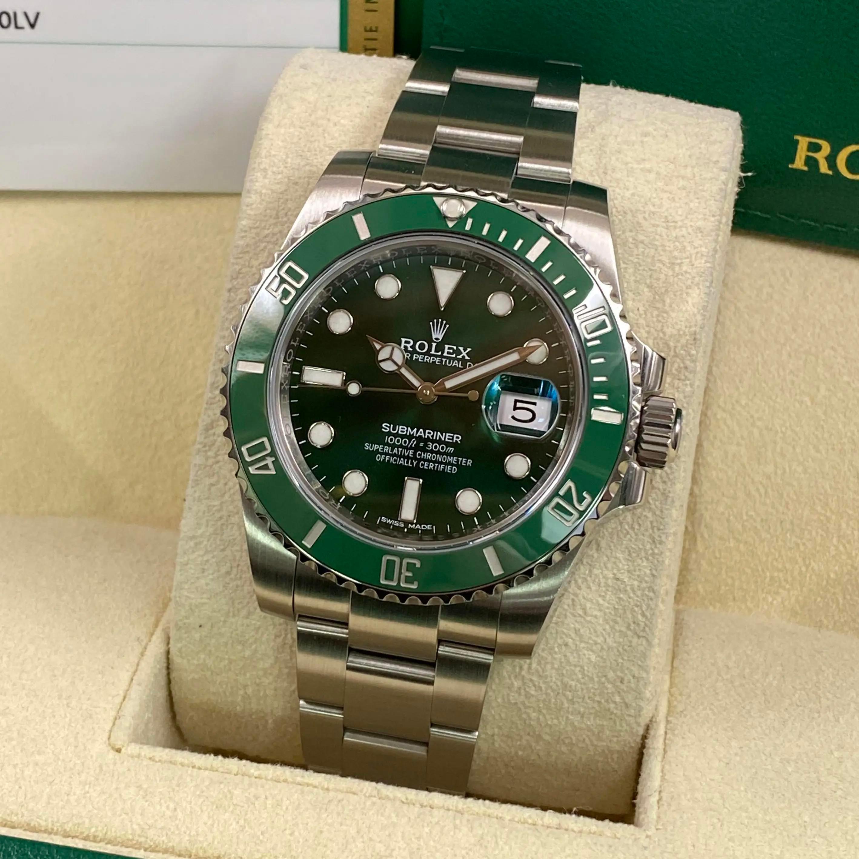 Rolex Submariner Hulk Green Steel Ceramic Automatic Mens Watch B&P 116610LV 1