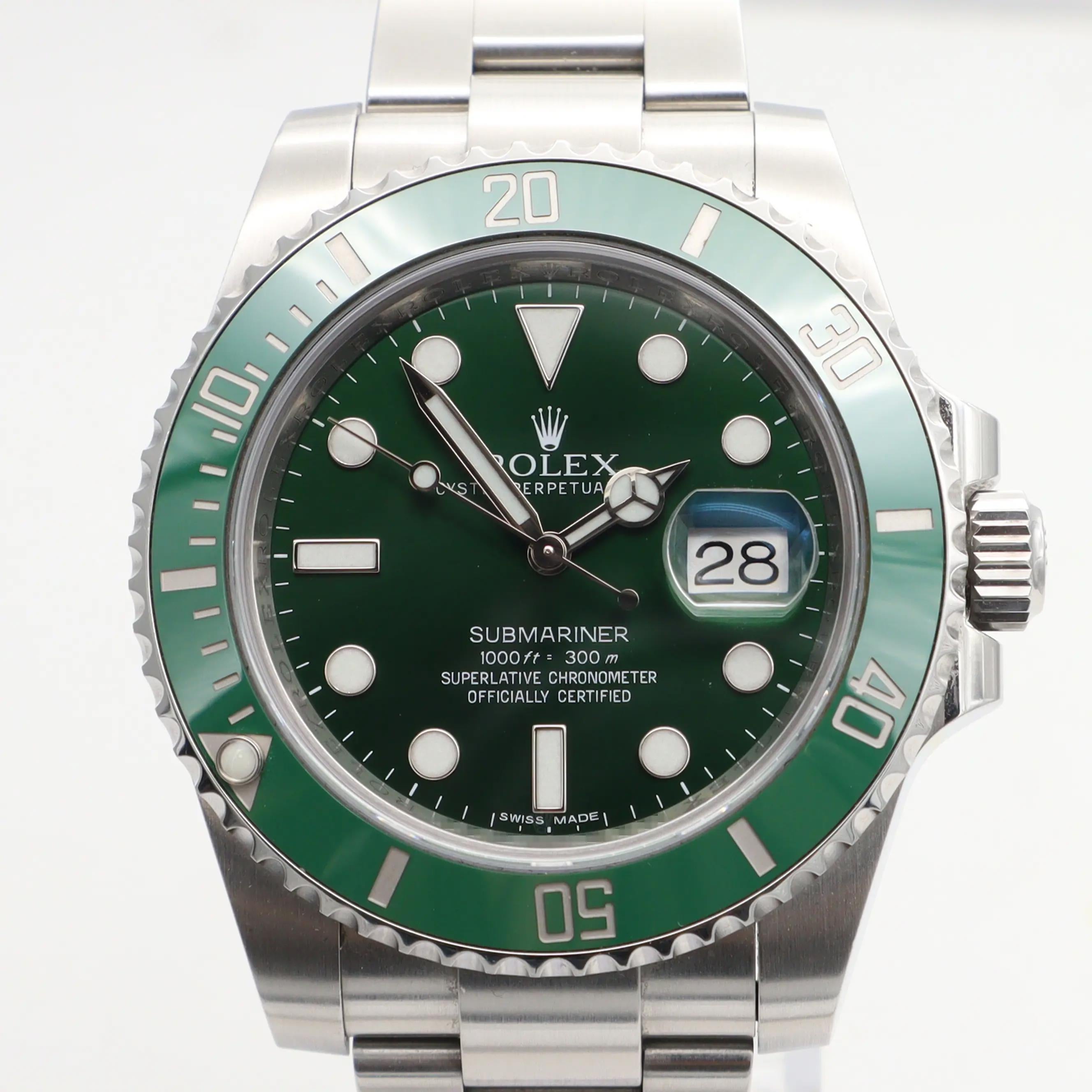 Rolex Submariner Hulk Green Steel Ceramic Automatic Mens Watch 116610LV For Sale 1