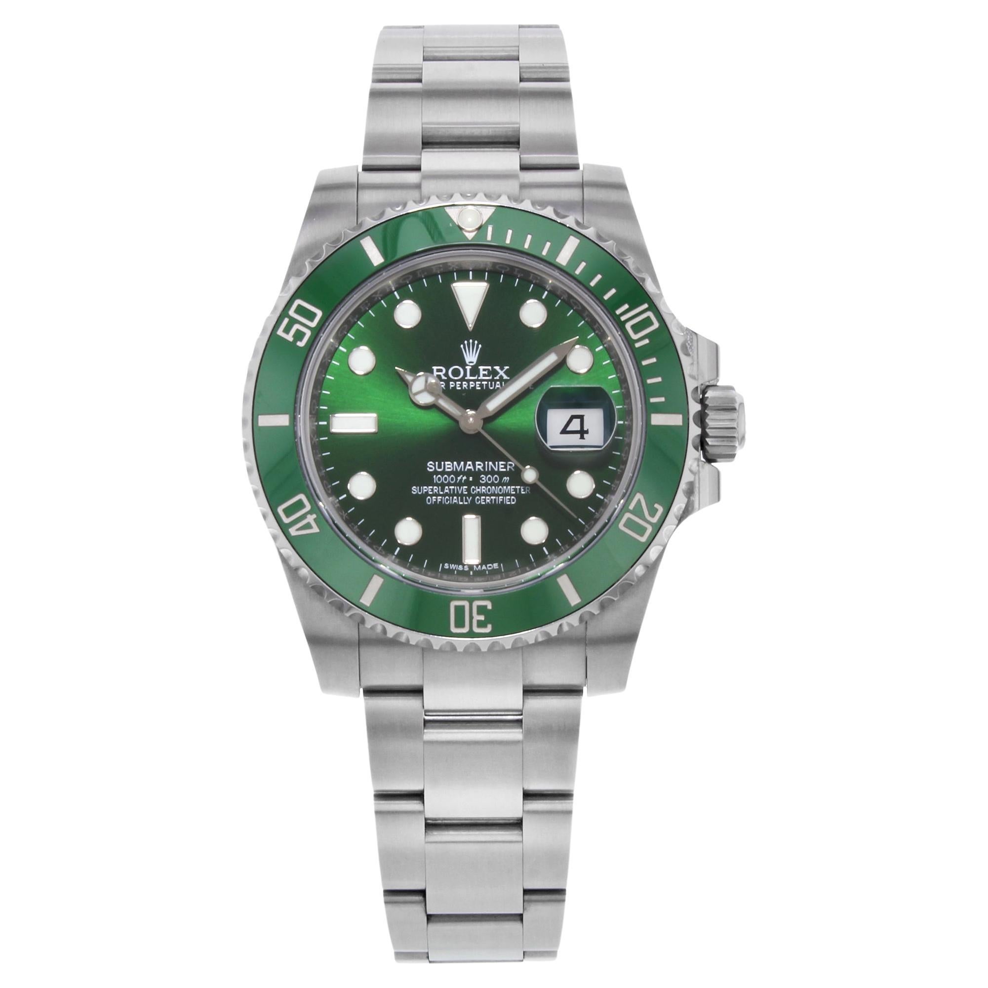 Rolex Submariner Hulk Green Steel Ceramic Automatic Mens Watch 116610LV