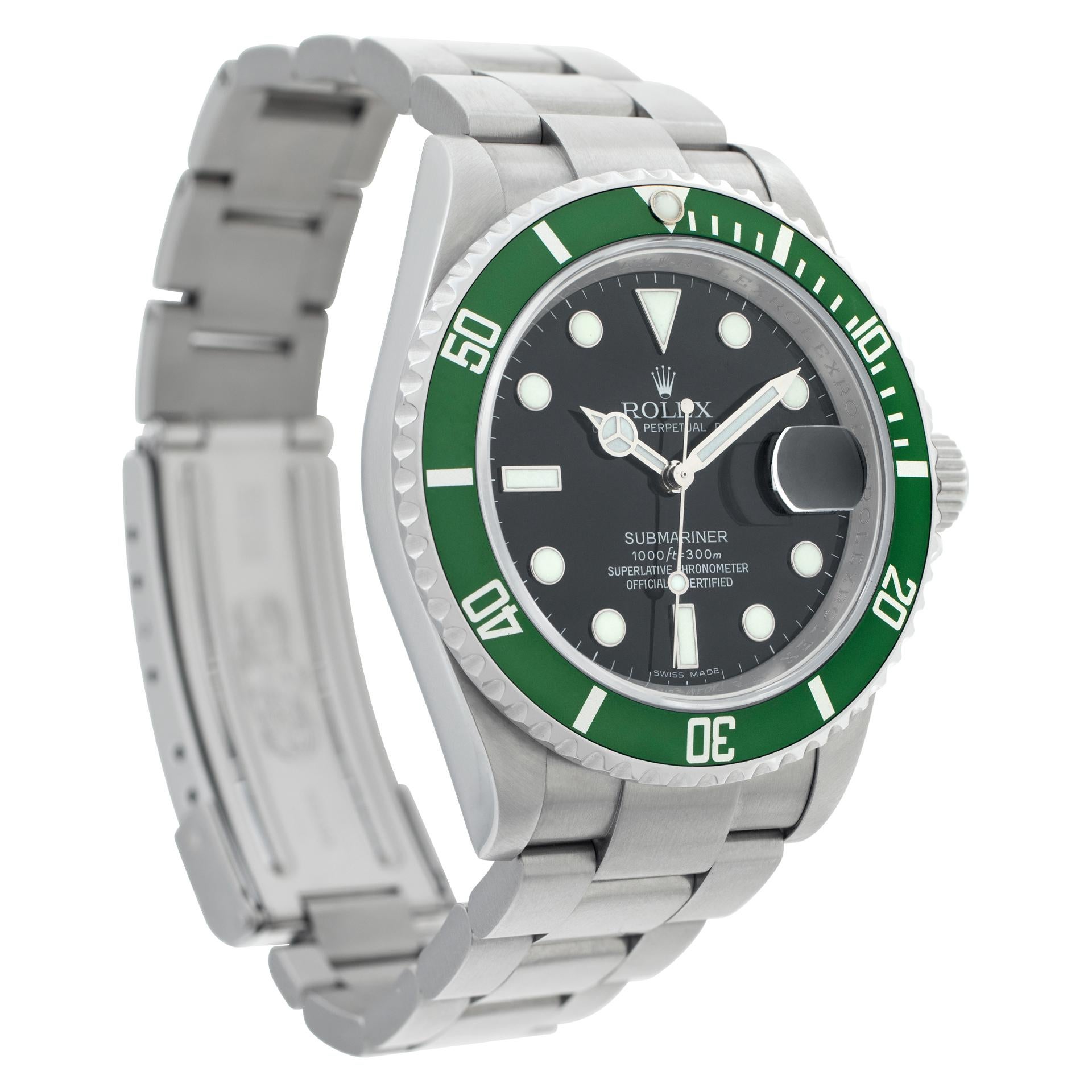 Rolex Submariner Kermit 16610lv Stainless Steel Black dial 40mm Automatic watch In Excellent Condition For Sale In Surfside, FL