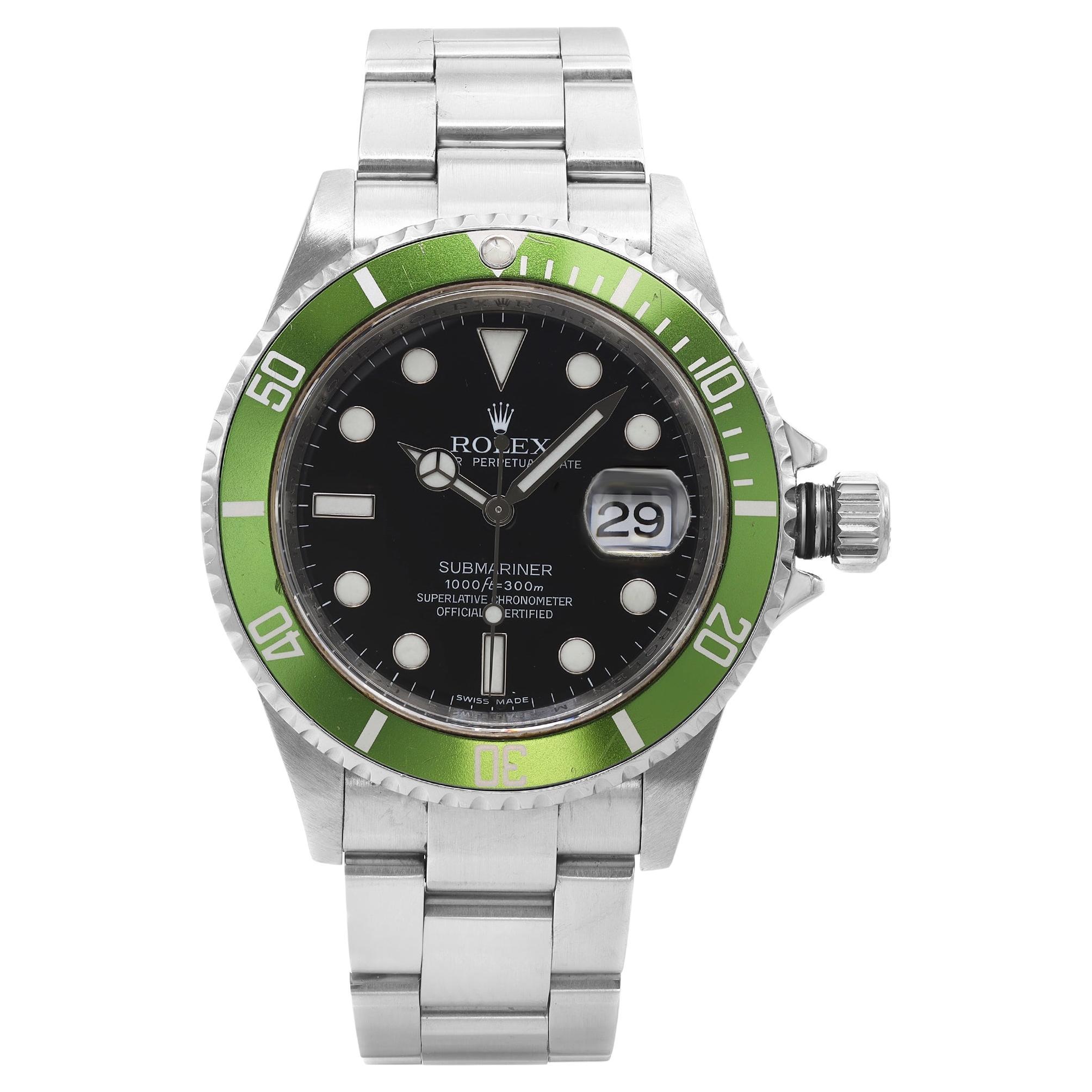 Rolex Submariner Kermit Steel Black Dial Automatic Mens Watch 16610 T