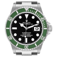 Used Rolex Submariner Kermit Green Bezel Flat 4 Steel Mens Watch 16610LV