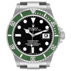 Rolex Submariner Kermit Green Bezel Flat 4 Steel Mens Watch 16610LV