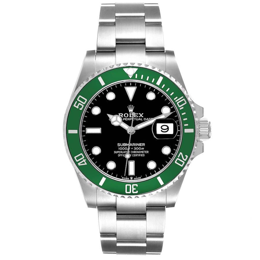 Rolex Submariner Kermit Verde Lunetta in Ceramica Orologio Uomo 126610 Scheda Scatola. Movimento automatico a carica automatica certificato ufficialmente come cronometro. Ammortizzatori Paraflex ad alte prestazioni. Cassa oyster in acciaio