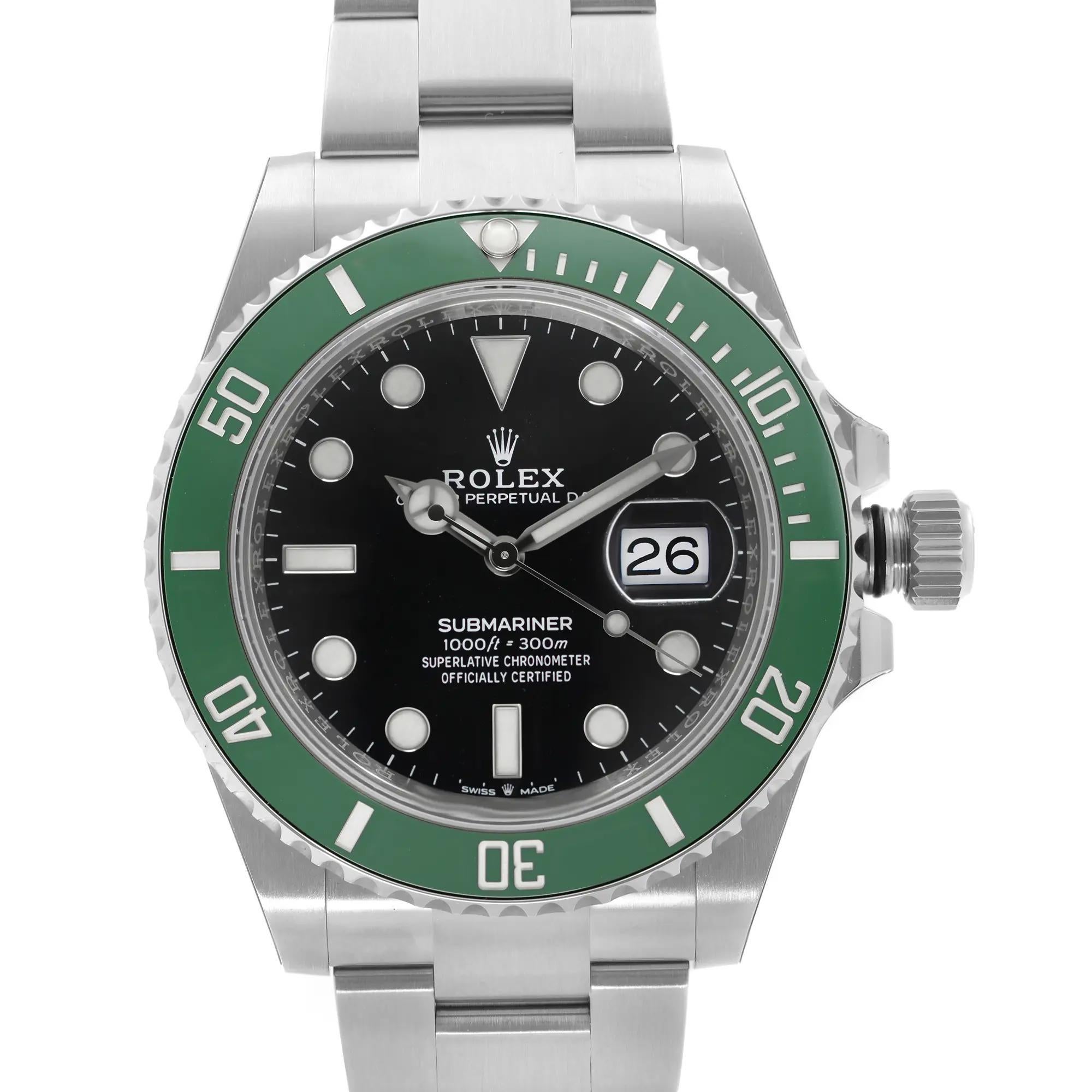 Pre-owned in excellent condition. 2022 card. Comes with the original box and papers.

Brand: Rolex
Type: Wristwatch
Department: Men
Model: Rolex Submariner 126610LV
Model Number: 126610LV
Country/Region of Manufacture: Switzerland
Style:
