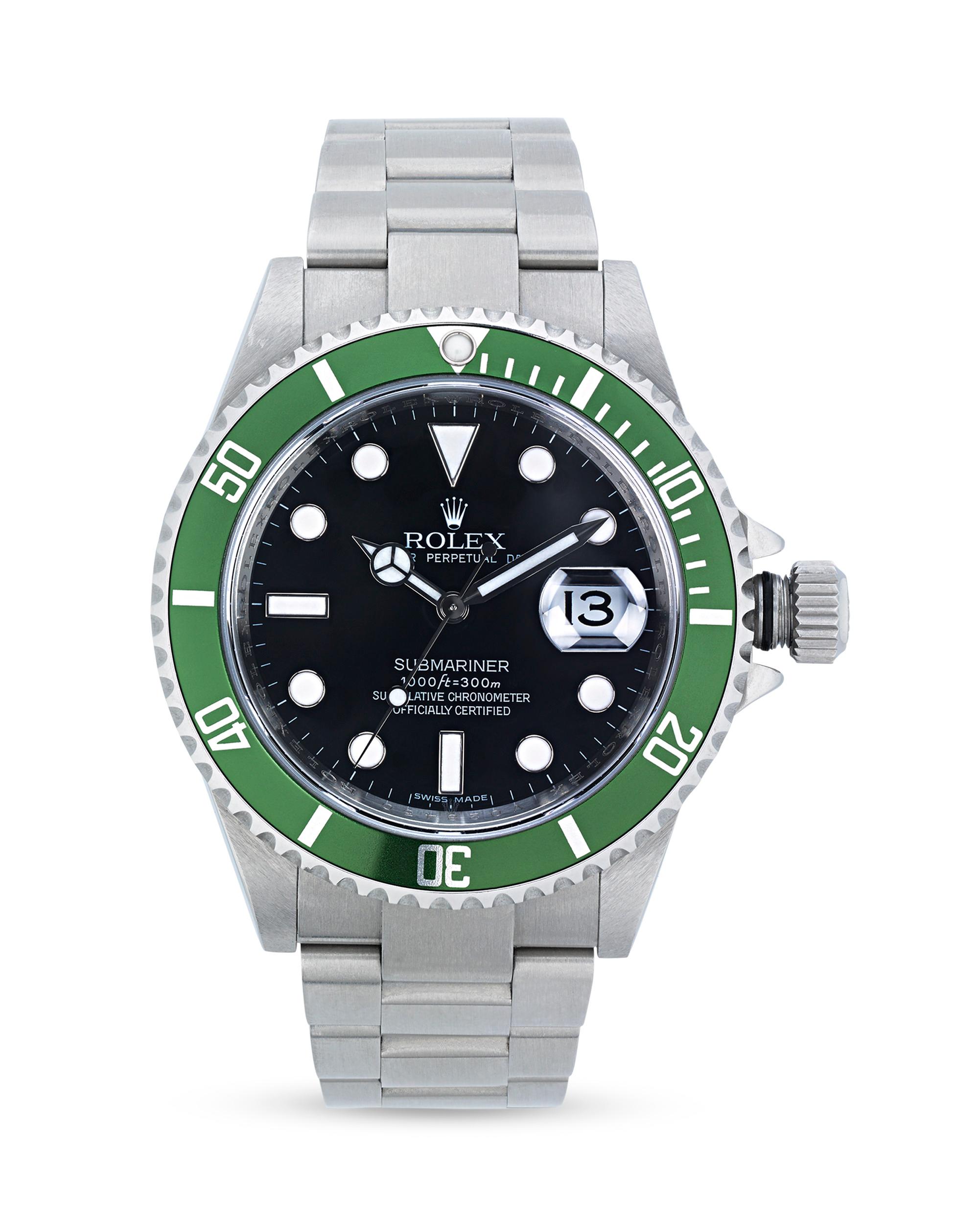 This 50th anniversary Rolex Submariner Reference 16610V is a classic design from the world-renowned watchmakers. The timepiece is based on Rolex's original Submariner Reference 6204 dating to the 1950s, which was specially designed to be sporty,