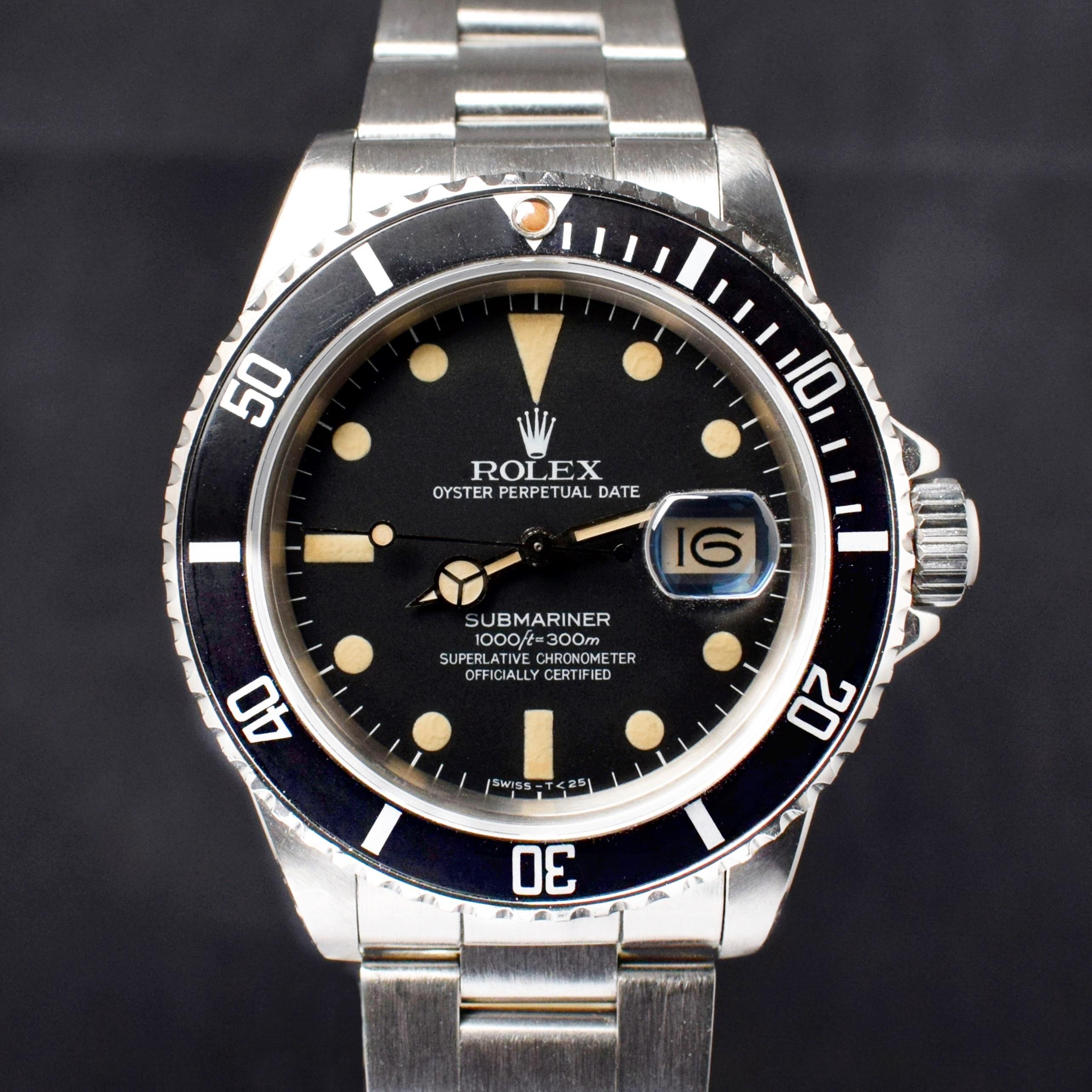 Rolex Submariner Matte Black Dial Creamy 16800 Steel Automatic Watch 1981 In Fair Condition In Central & Western District, HK