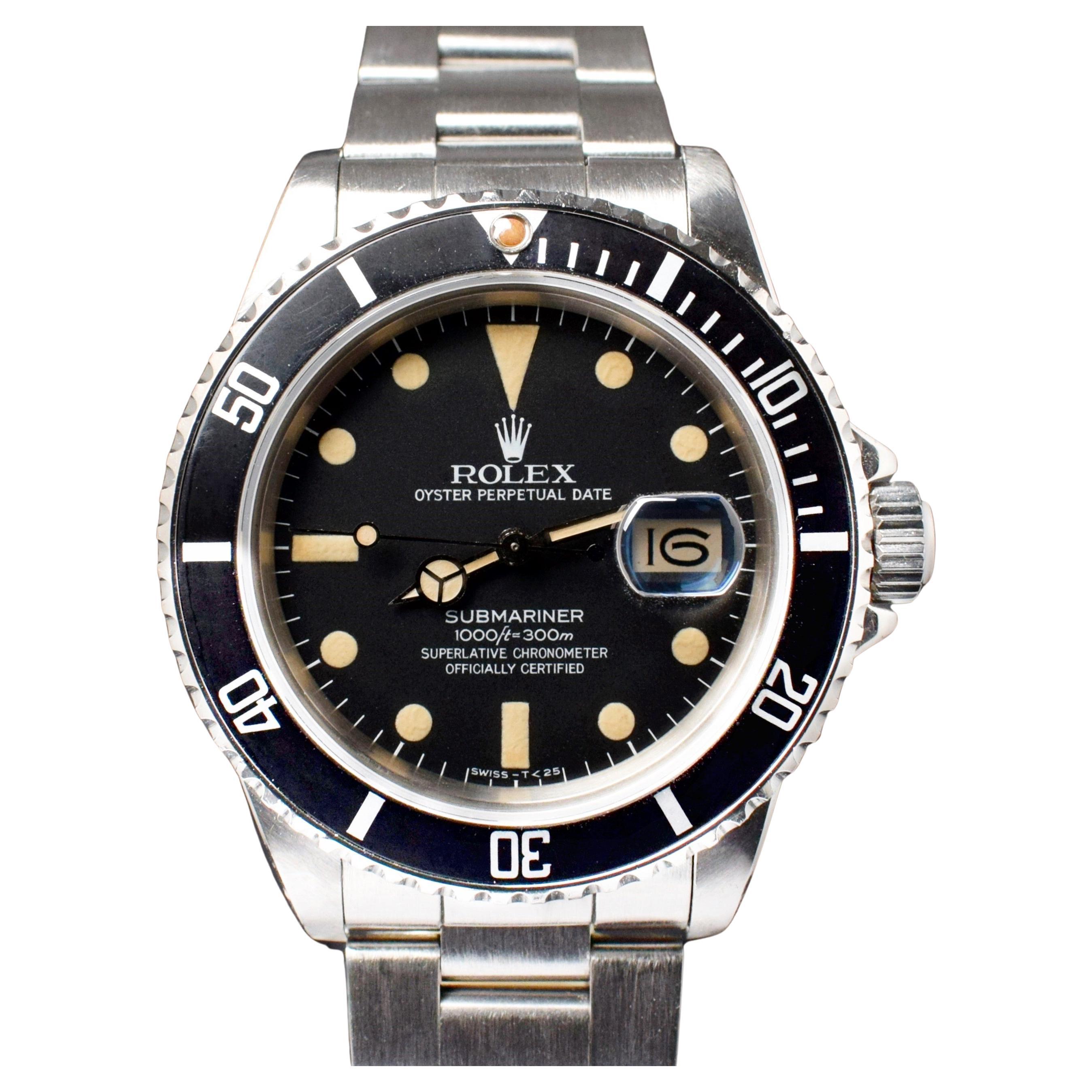 Rolex Submariner Matte Black Dial Creamy 16800 Steel Automatic Watch 1981