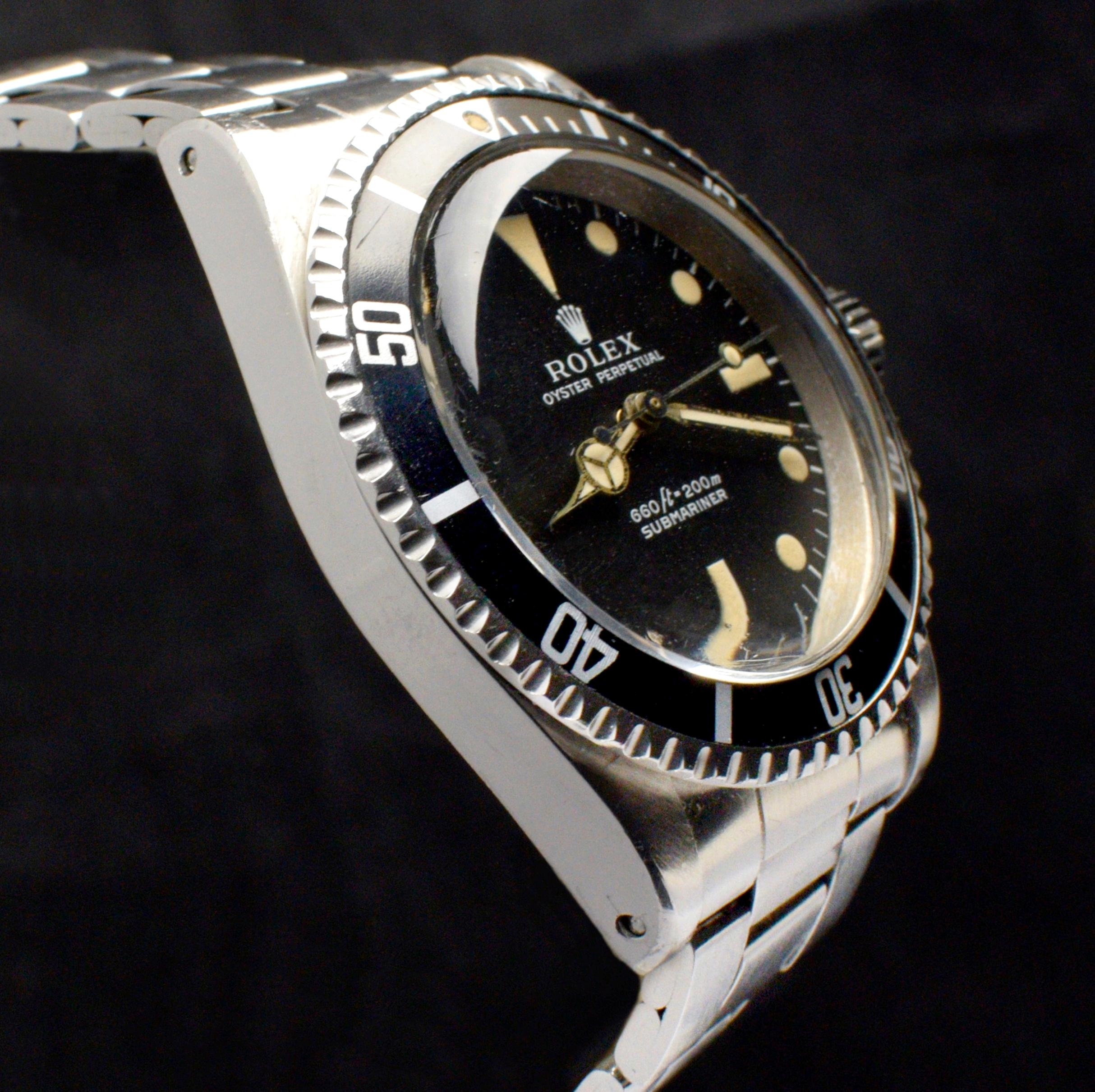 Montre automatique Rolex Submariner à cadran mat en acier 5513 et étiquette en papier, 1970 en vente 2
