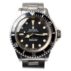 Montre automatique Rolex Submariner à cadran mat en acier 5513 et étiquette en papier, 1970