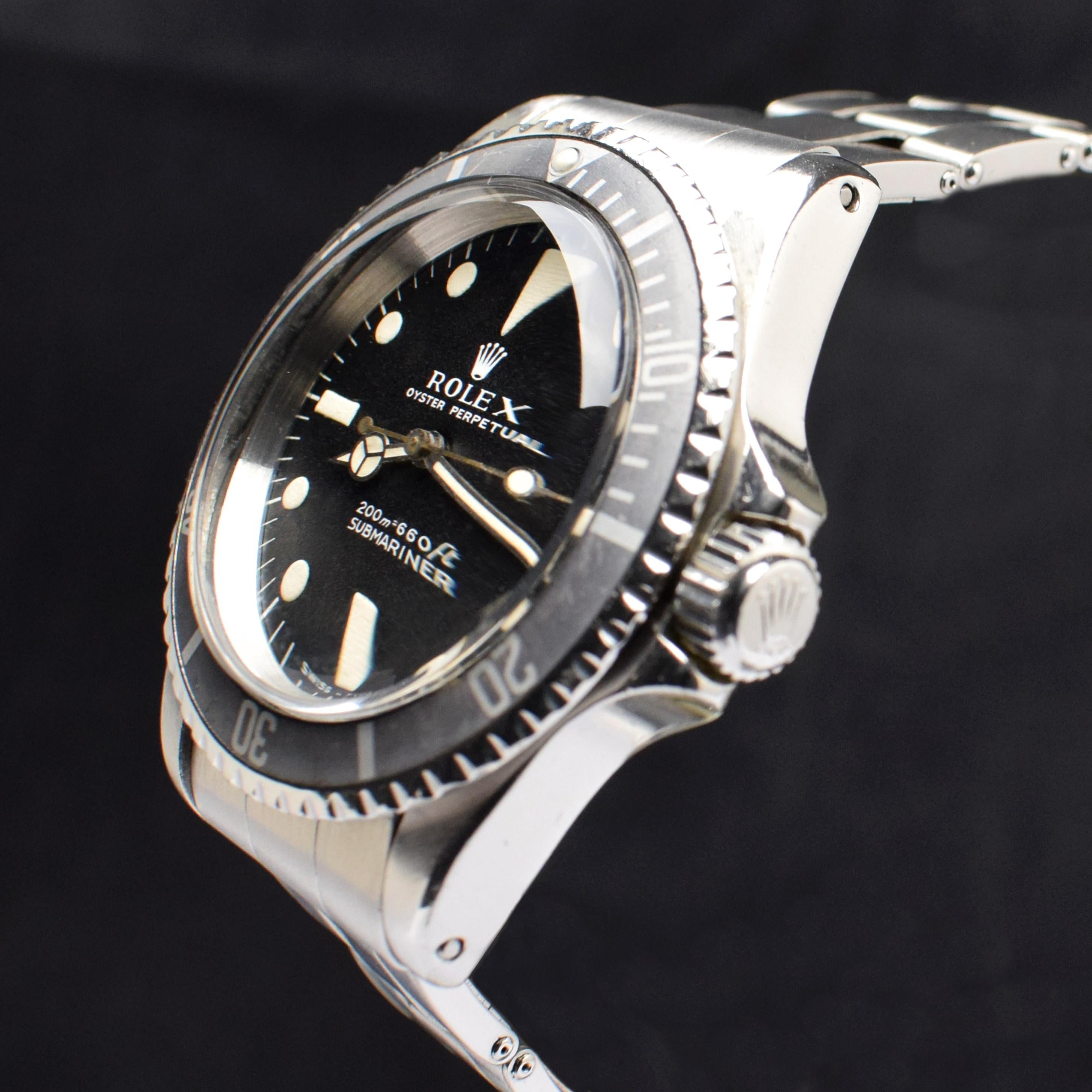 Rolex Submariner Edelstahl-Automatikuhr mit mattem Zifferblatt First 5513, 1968 1