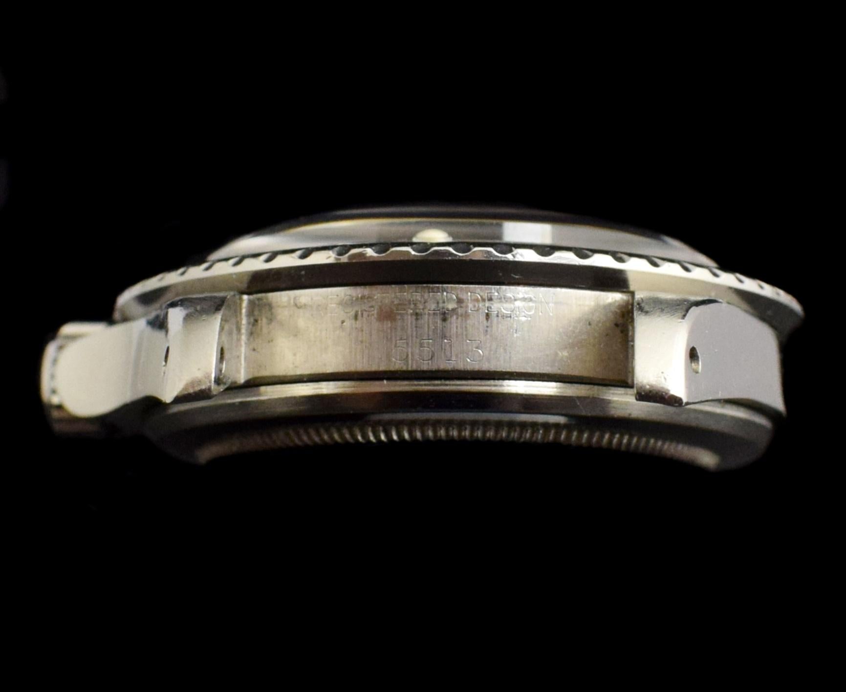 Rolex Submariner Edelstahl-Automatikuhr mit mattem Zifferblatt First 5513, 1968 2