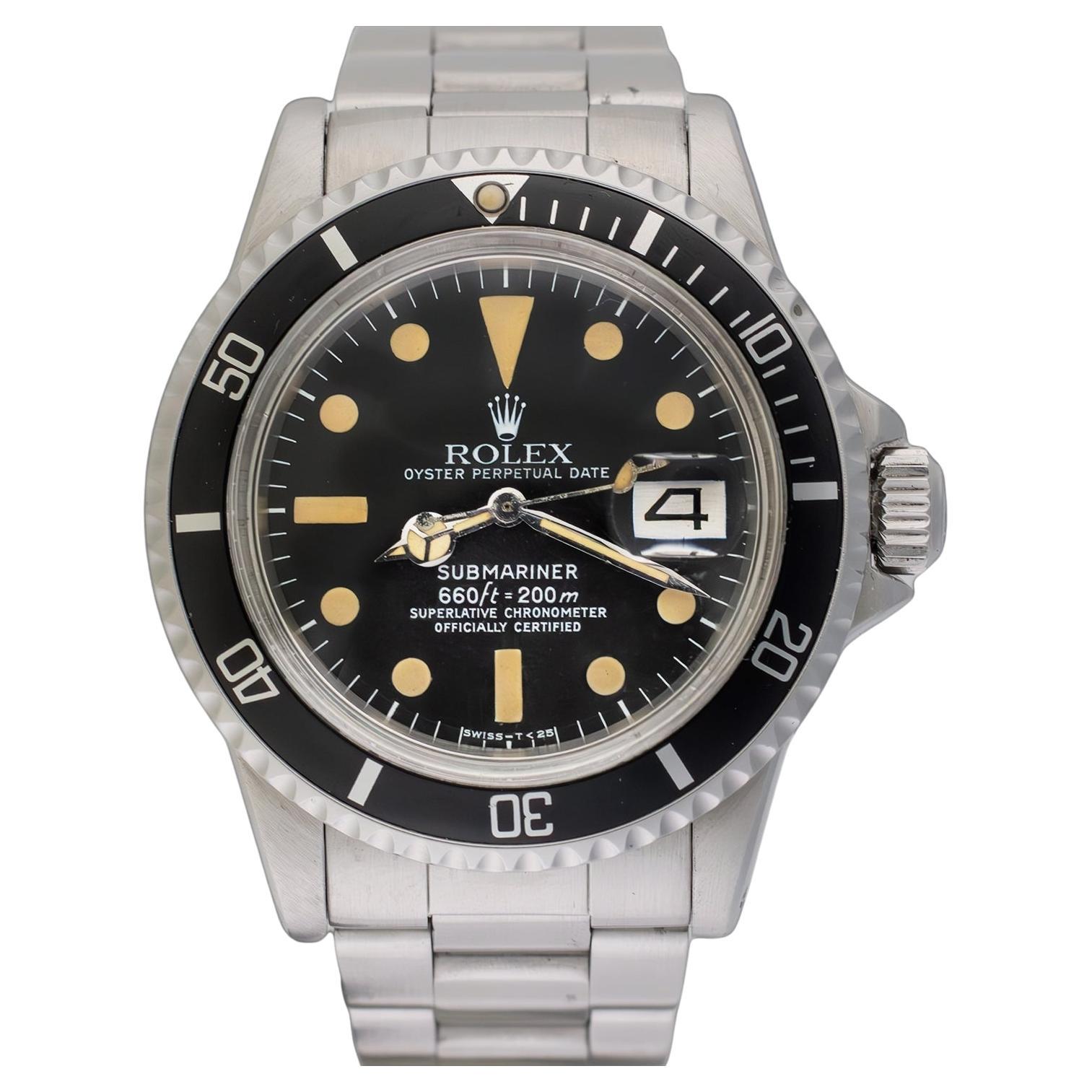 Rolex Submariner Matte Dial with Date 1680 Creamy Steel Automatic Watch, 1974