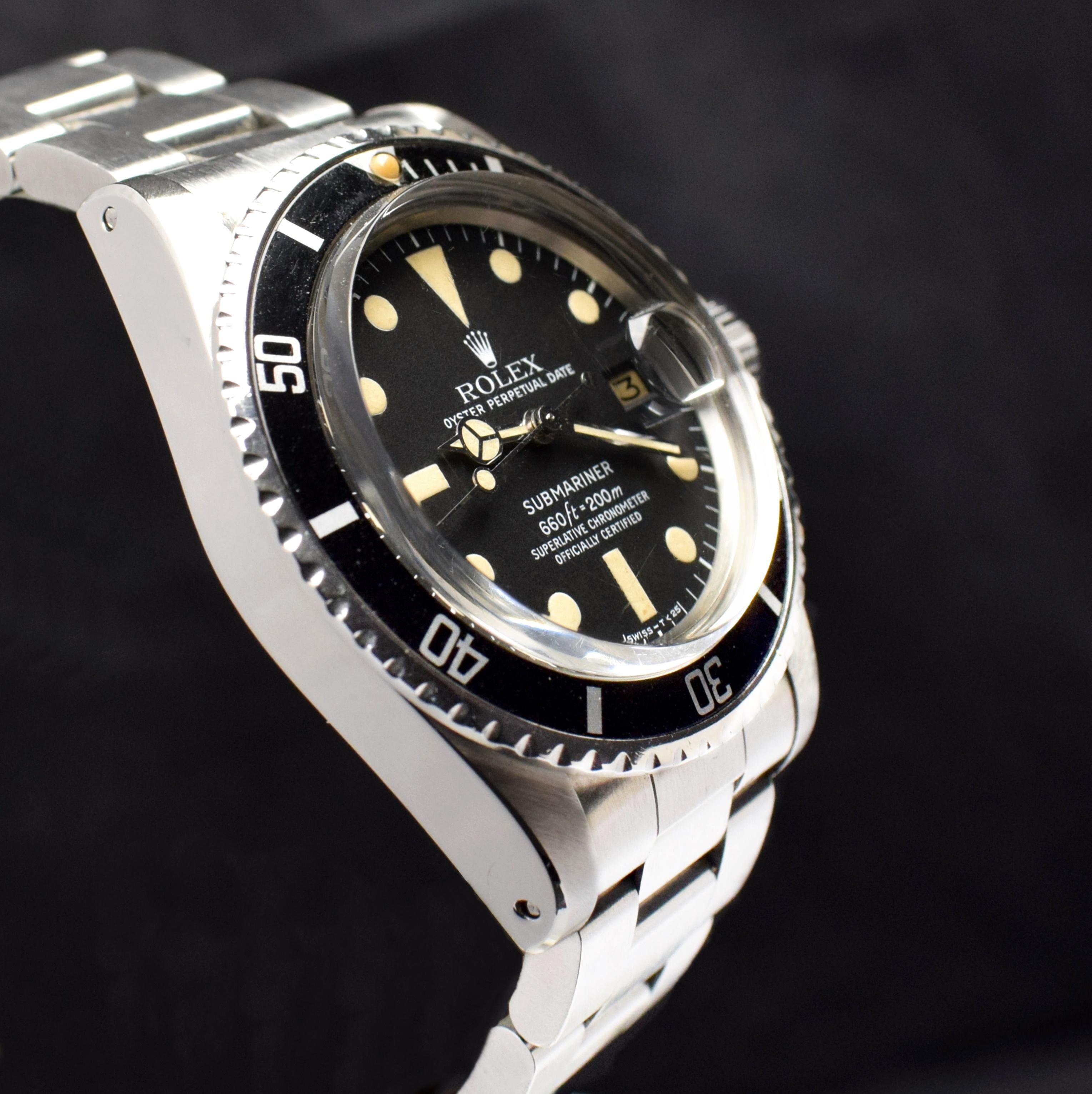 Rolex Submariner Matte Dial with Date 1680 Steel Watch w/ Service Card, 1977 In Good Condition In Central & Western District, HK