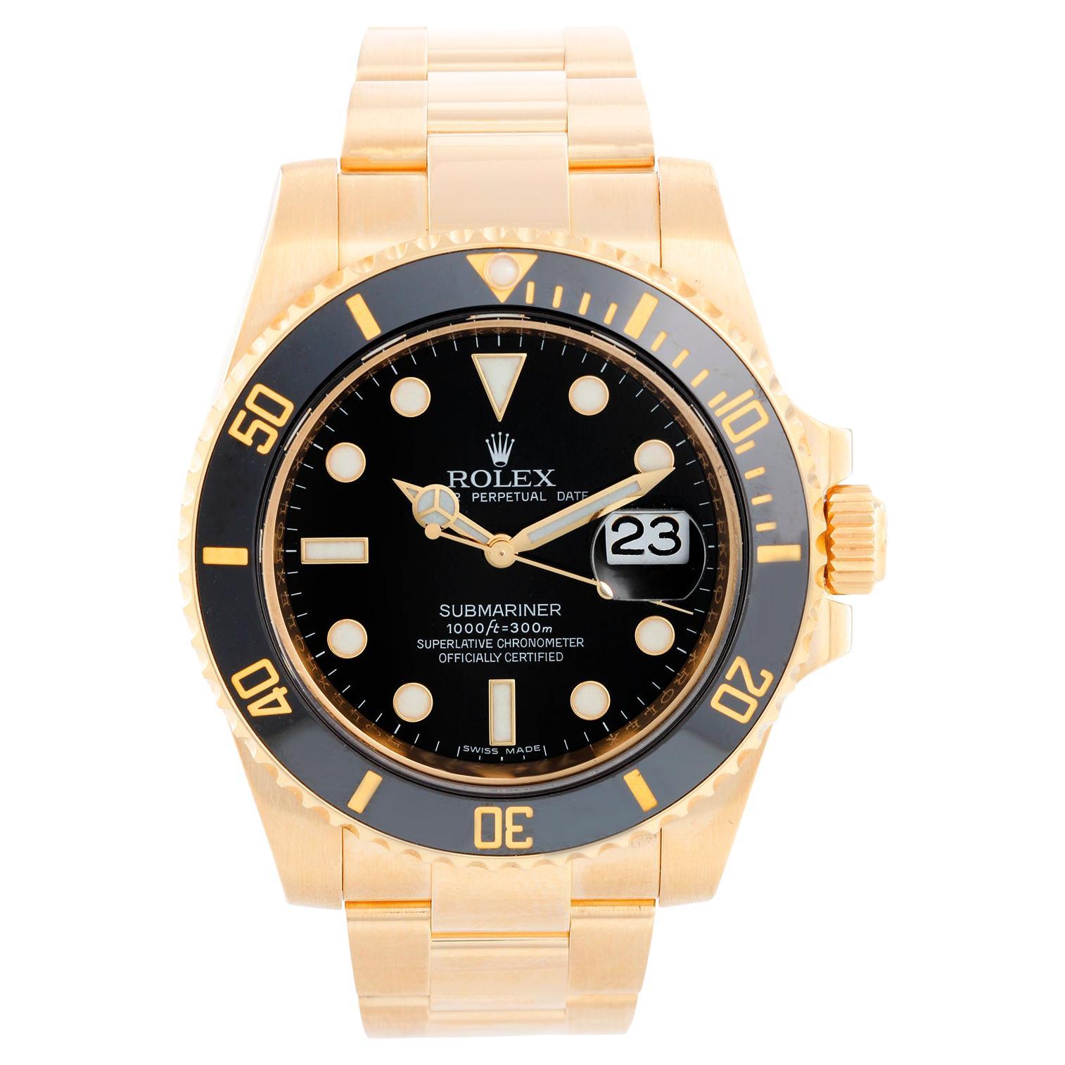 Rolex Submariner Men's 18k Gold Diver's Watch 116618