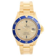 Vintage Rolex Submariner Men's 18k Gold Diver's Watch 16618