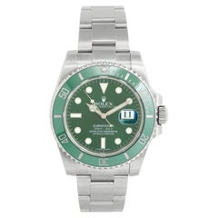 Used Rolex Submariner Men's Stainless Steel Green Dial Watch 116610LV