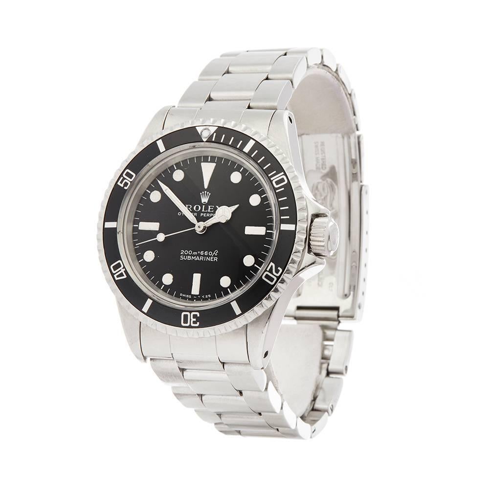 Ref: W5089
Manufacturer: Rolex
Model: Submariner
Model Ref: 5513
Age: 
Gender: Mens
Complete With: Box & Service Papers
Dial: Black
Glass: Plexiglass
Movement: Automatic
Water Resistance: To Manufacturers Specifications
Case: Stainless Steel
Buckle