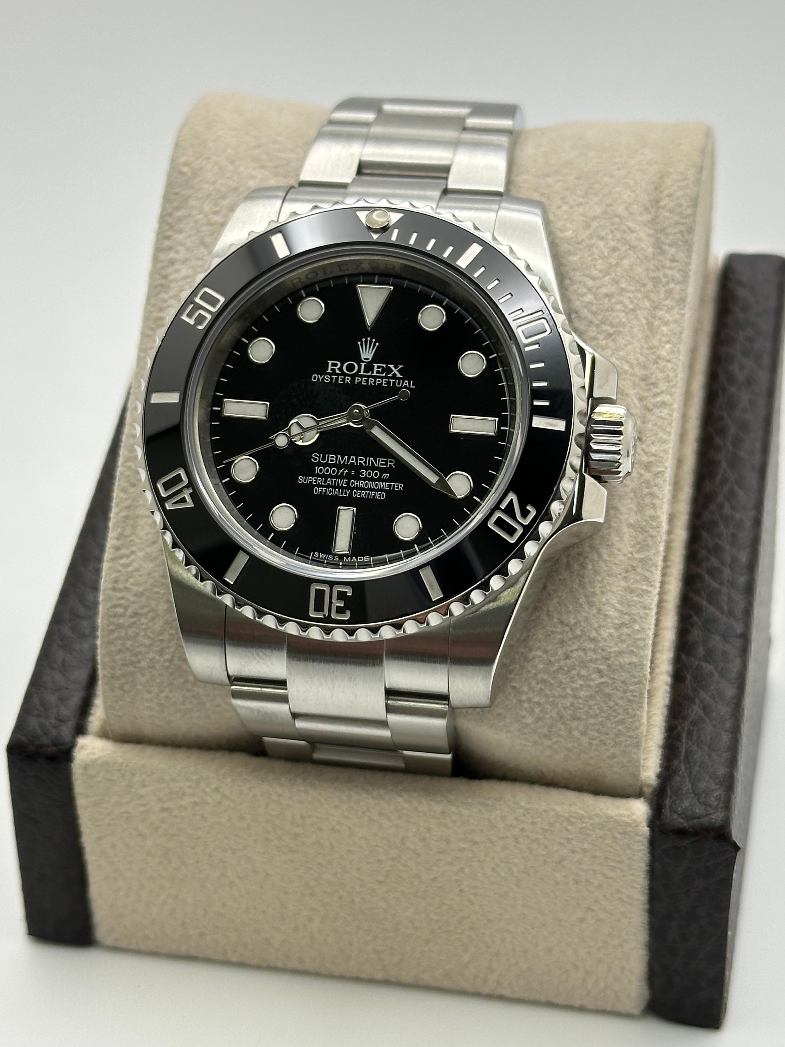 Rolex Submariner No Date 114060 Black Ceramic Stainless Steel Box Paper 40mm In Excellent Condition For Sale In San Diego, CA