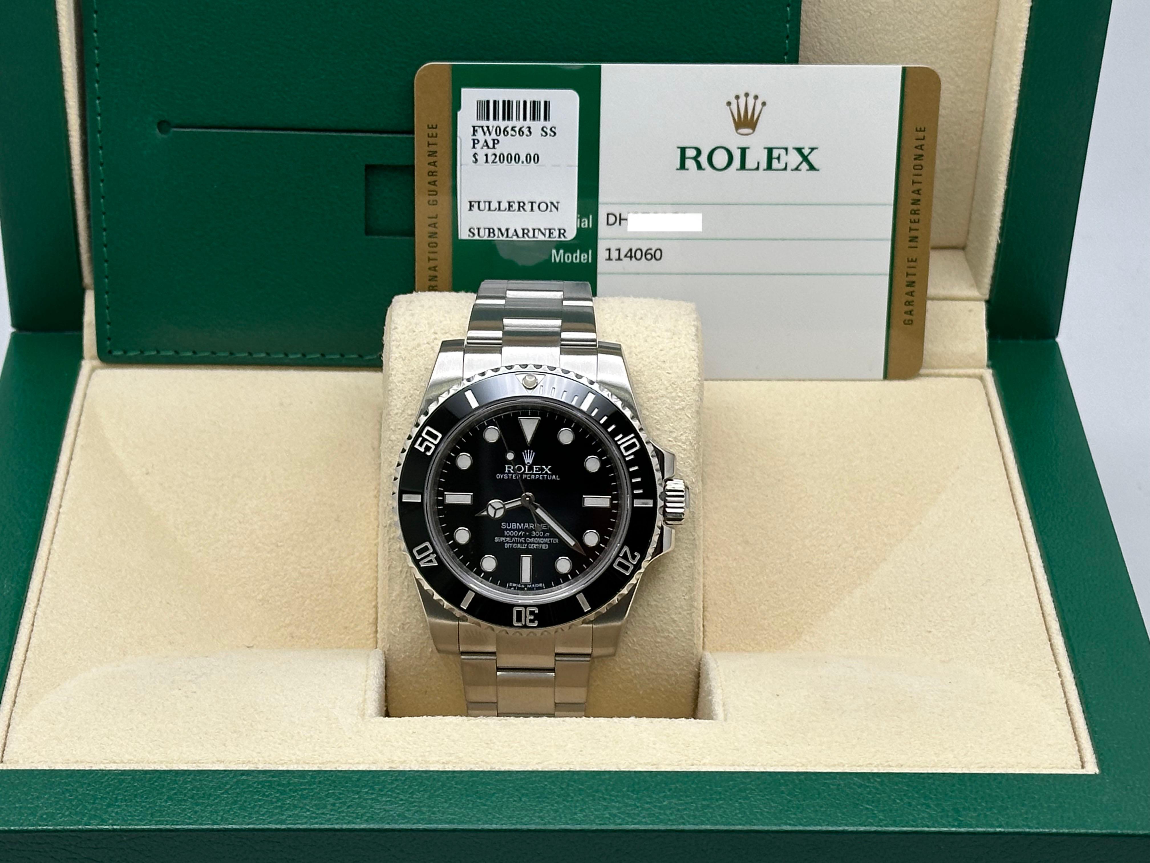 Rolex Submariner No Date 114060 Black Ceramic Stainless Steel Box Paper 40mm For Sale 4