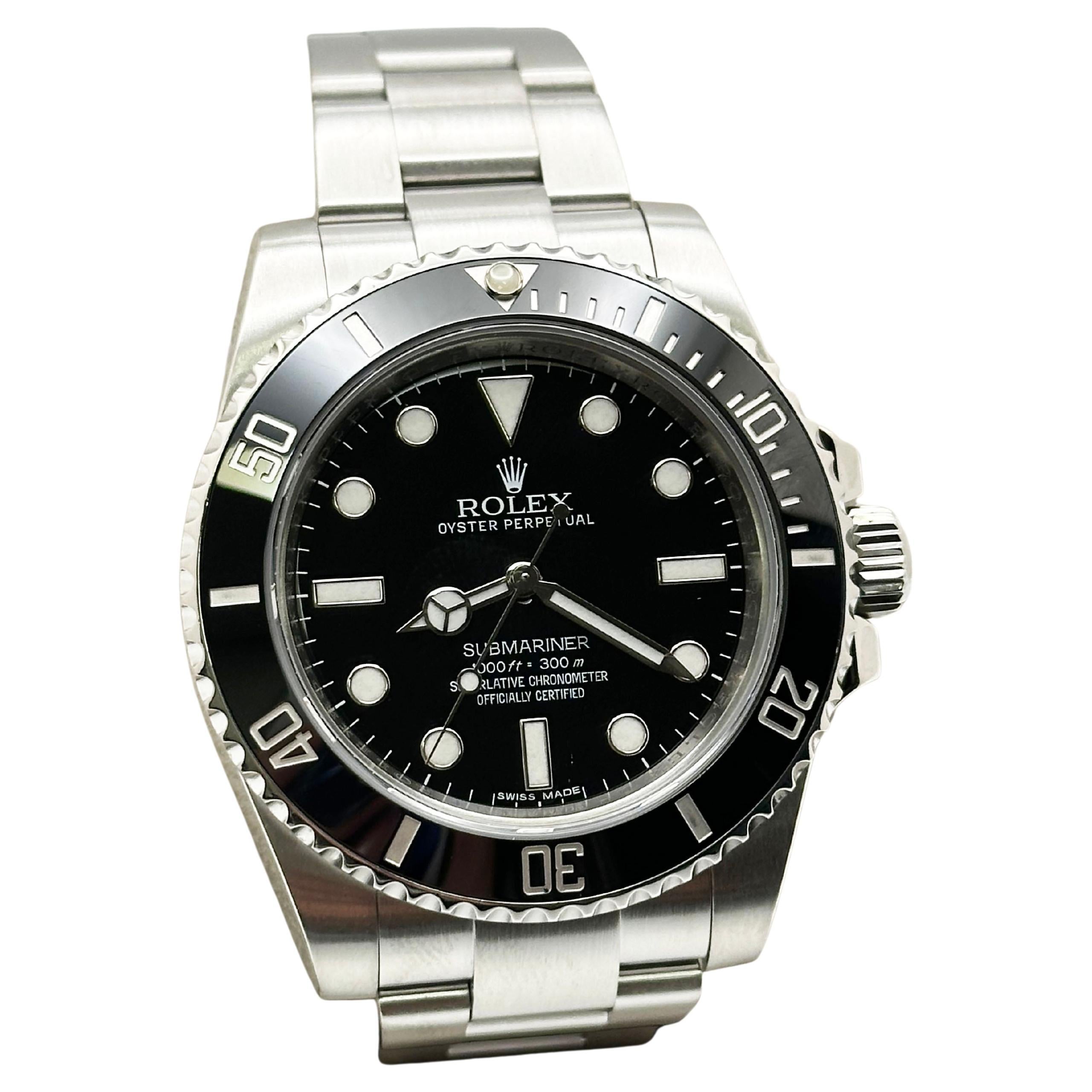 Rolex Submariner No Date 114060 Black Ceramic Stainless Steel Box Paper 40mm For Sale