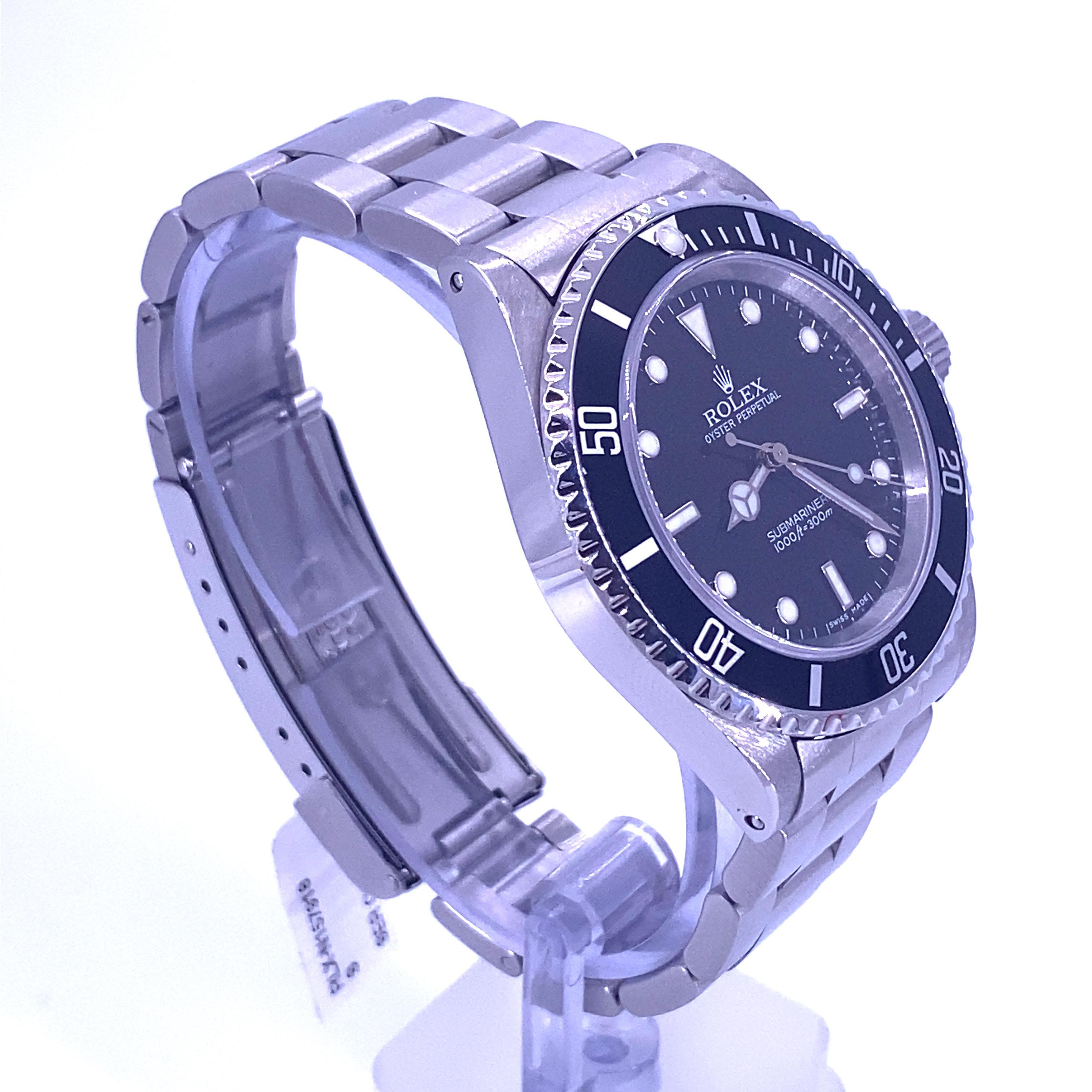 Rolex Submariner (pas de date) 1989, carte de service de 2010 Excellent état - En vente à BEVERLY HILLS, CA