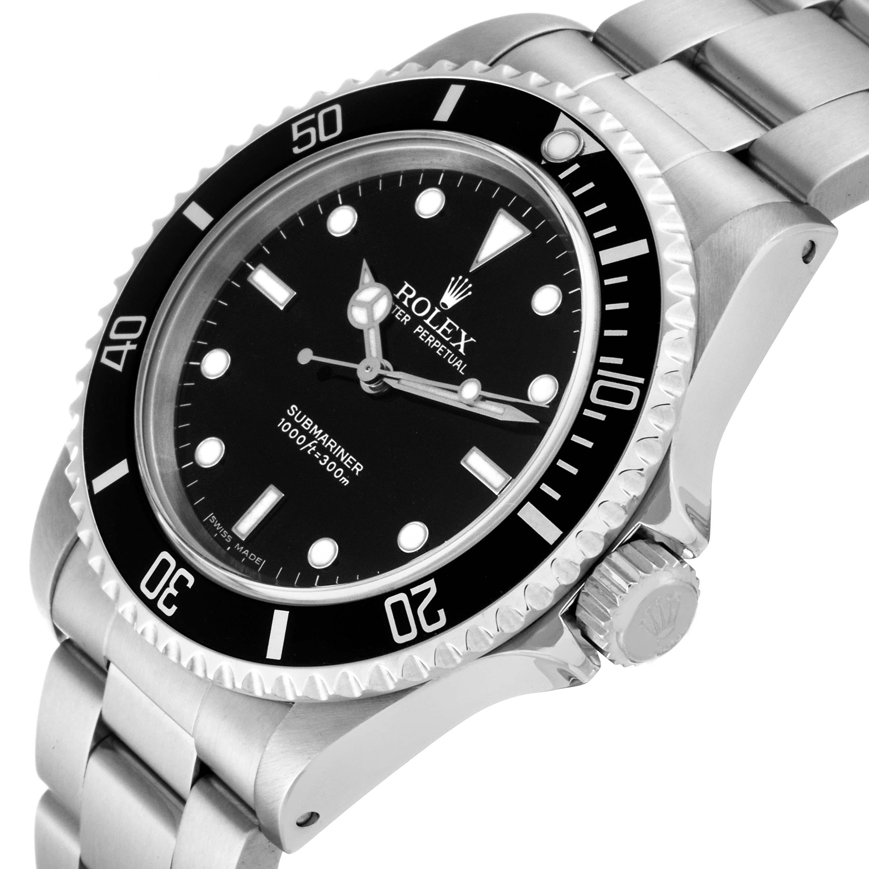 Rolex Submariner No Date 40mm 2 Liner Steel Mens Watch 14060 Box Papers In Excellent Condition In Atlanta, GA