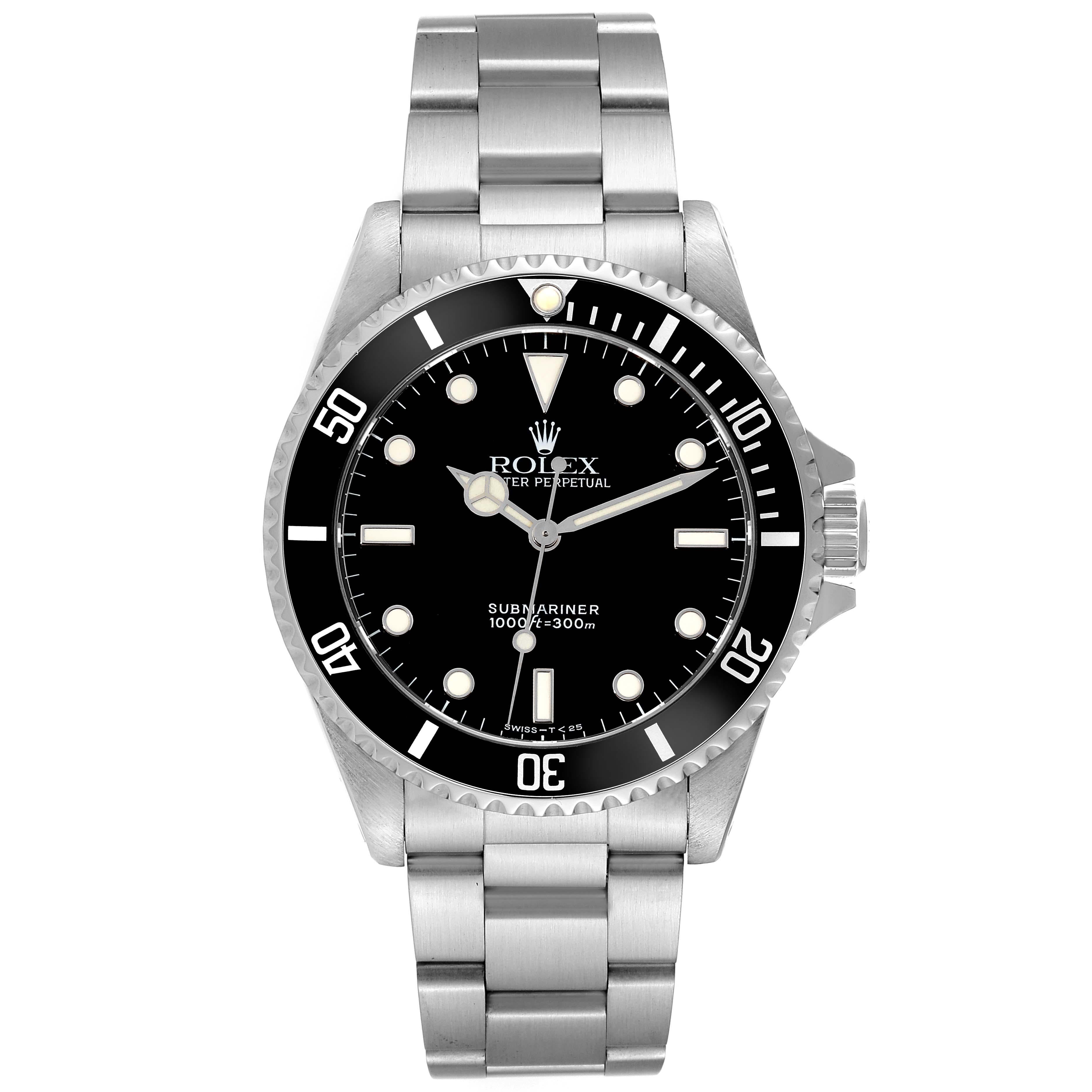 Rolex Submariner No Date 40mm 2 Liner Steel Mens Watch 14060 Box Papers In Excellent Condition In Atlanta, GA