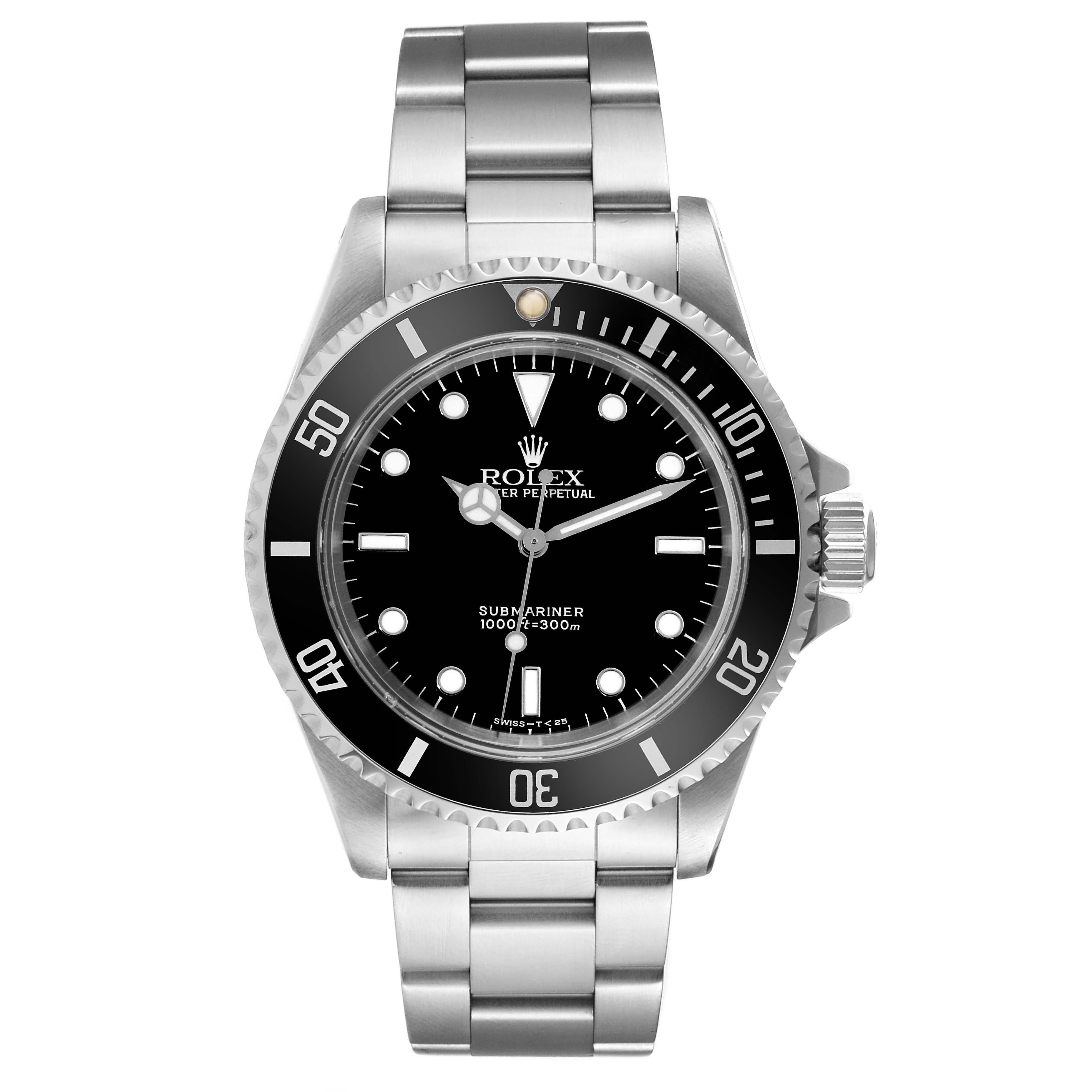 Rolex Submariner No Date 40mm 2 Liner Steel Mens Watch 14060 Box Papers In Good Condition In Atlanta, GA