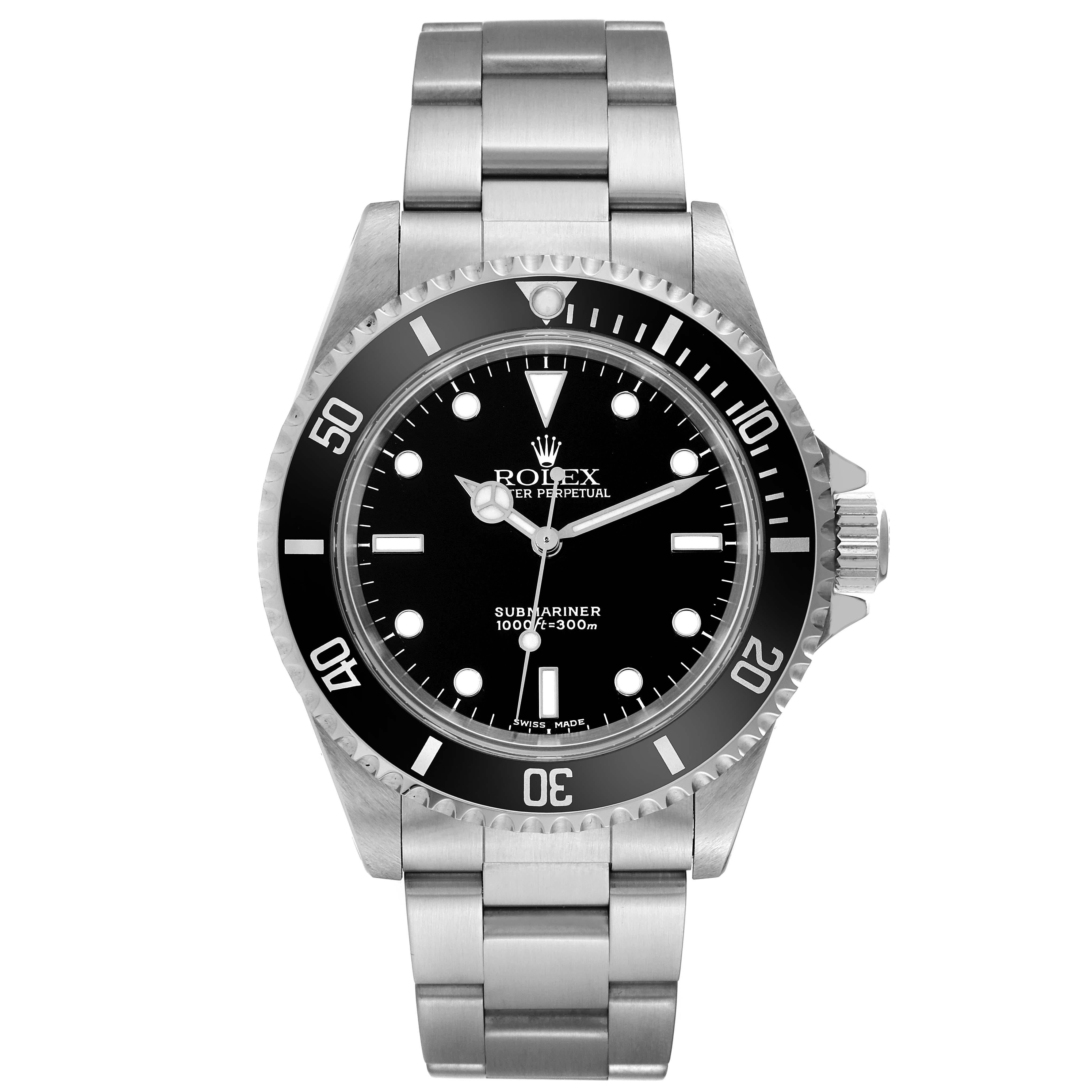Rolex Submariner No Date 40mm 2 Liner Steel Mens Watch 14060 Box Papers In Excellent Condition In Atlanta, GA