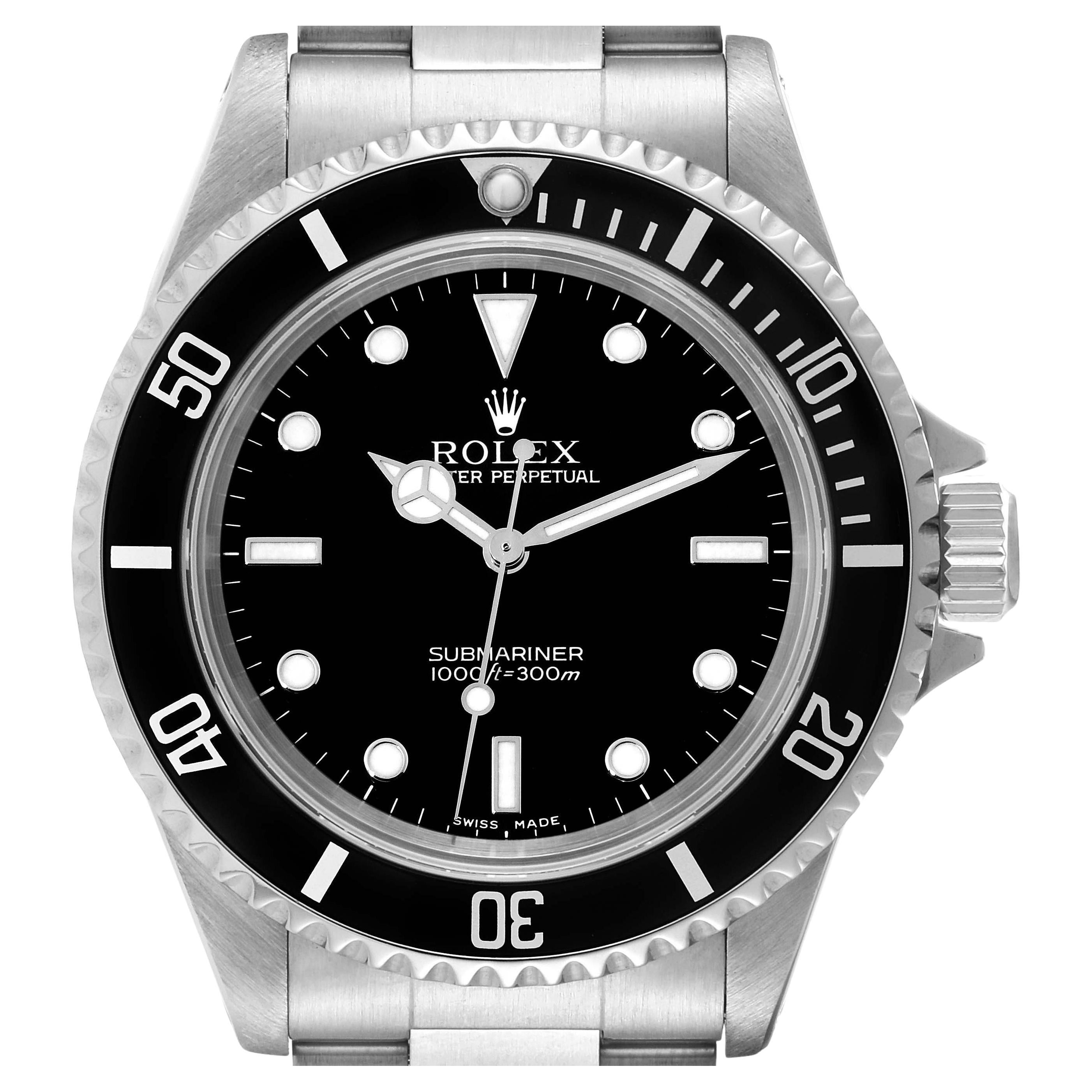 Rolex Submariner No Date 40mm 2 Liner Steel Mens Watch 14060 Box Papers