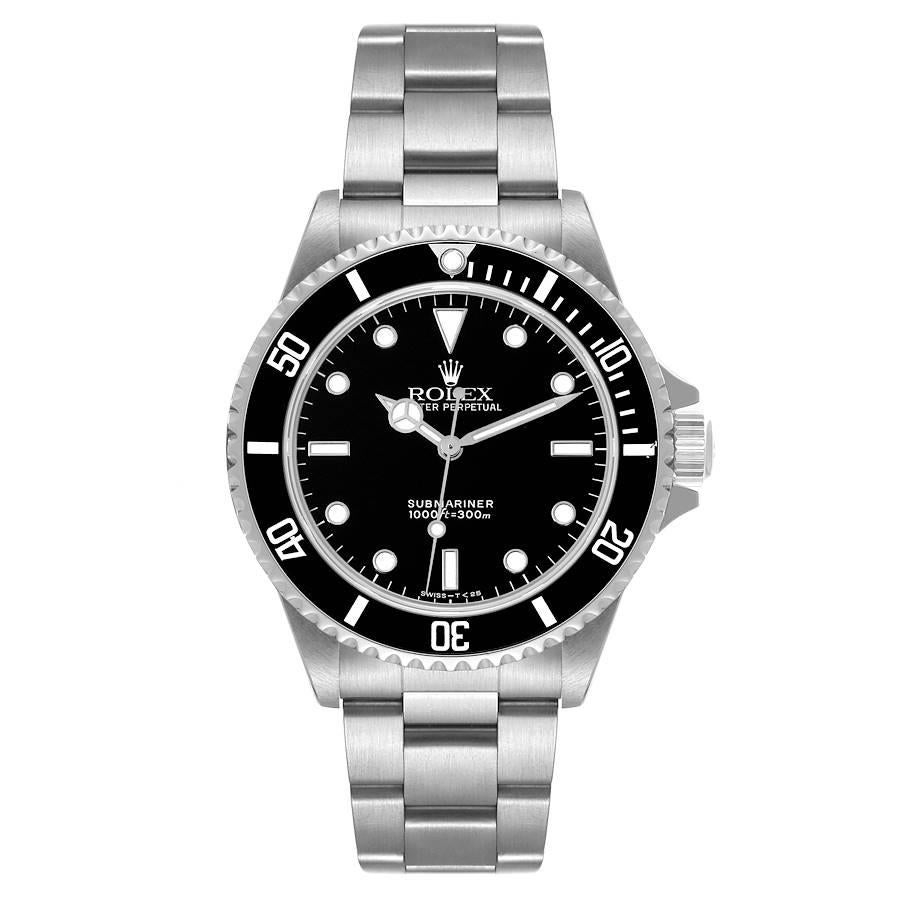 Rolex Submariner No Date 40mm 2 Liner Steel Mens Watch 14060. Automatic self-winding movement. Stainless steel case 40.0 mm in diameter. Rolex logo on the crown. Special time-lapse unidirectional rotating bezel. Scratch resistant sapphire crystal.