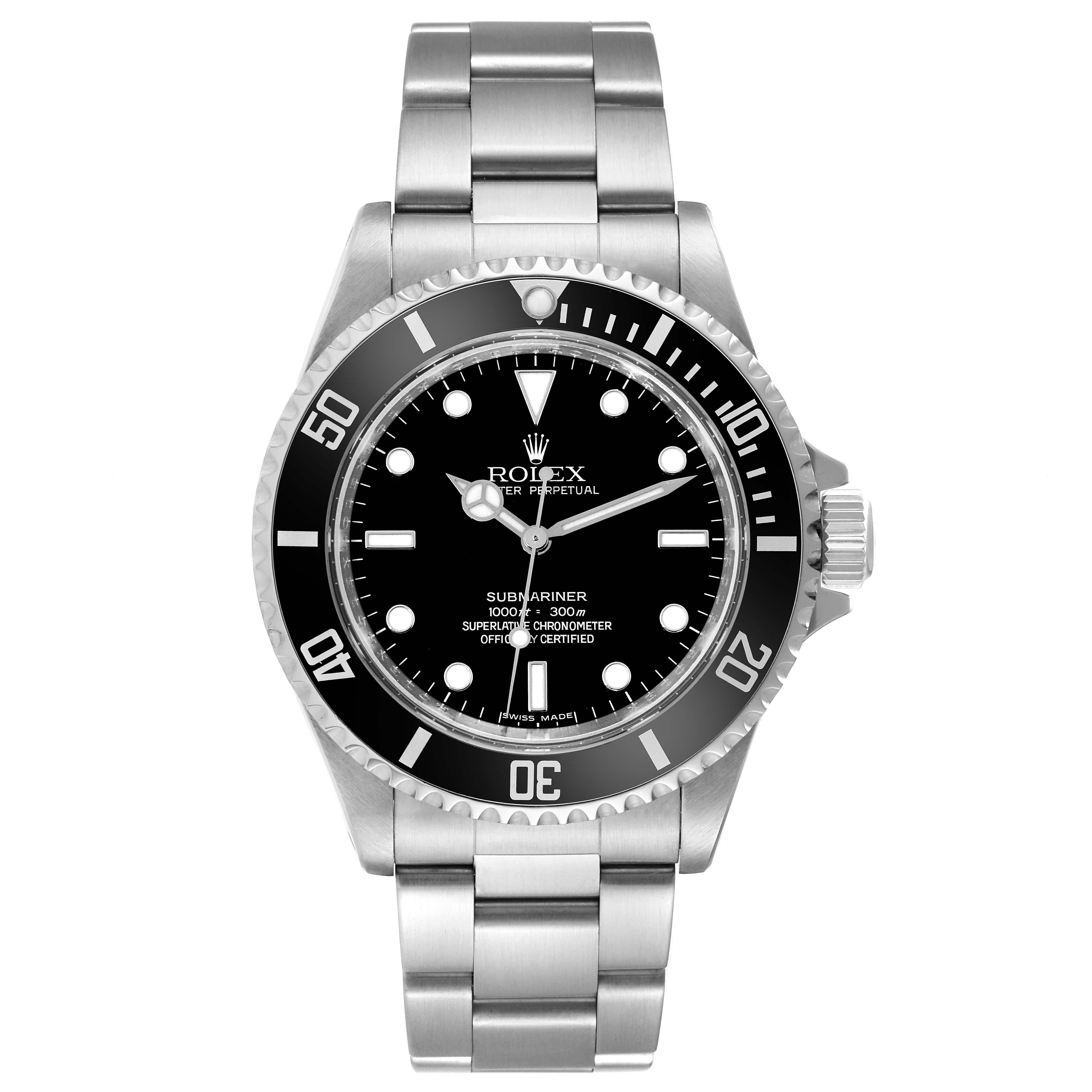 Rolex Submariner No Date 40mm 4 Liner Steel Mens Watch 14060 Box Card In Excellent Condition For Sale In Atlanta, GA
