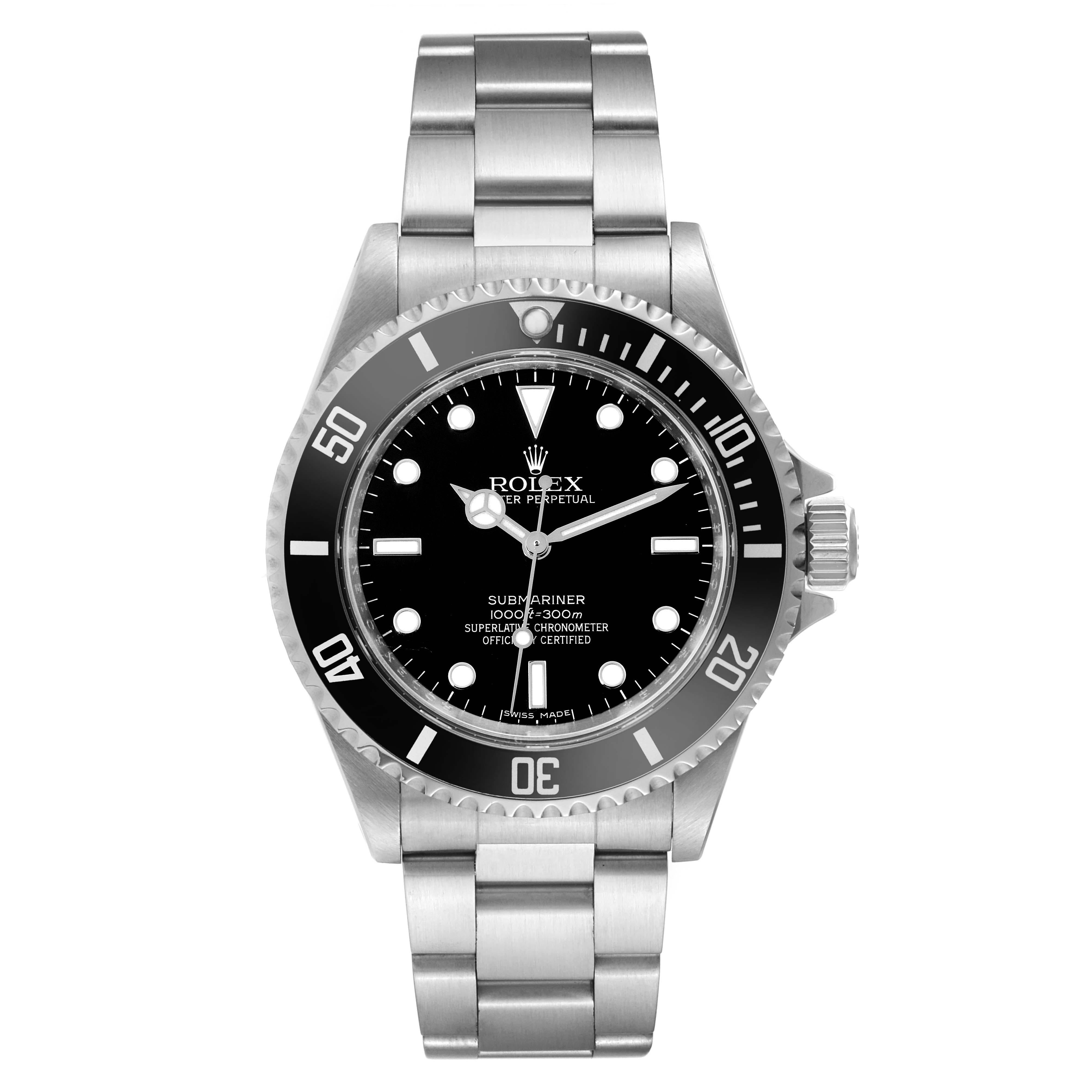  Rolex Submariner No Date 40mm 4 Liner Steel Mens Watch 14060 Box Card Pour hommes 