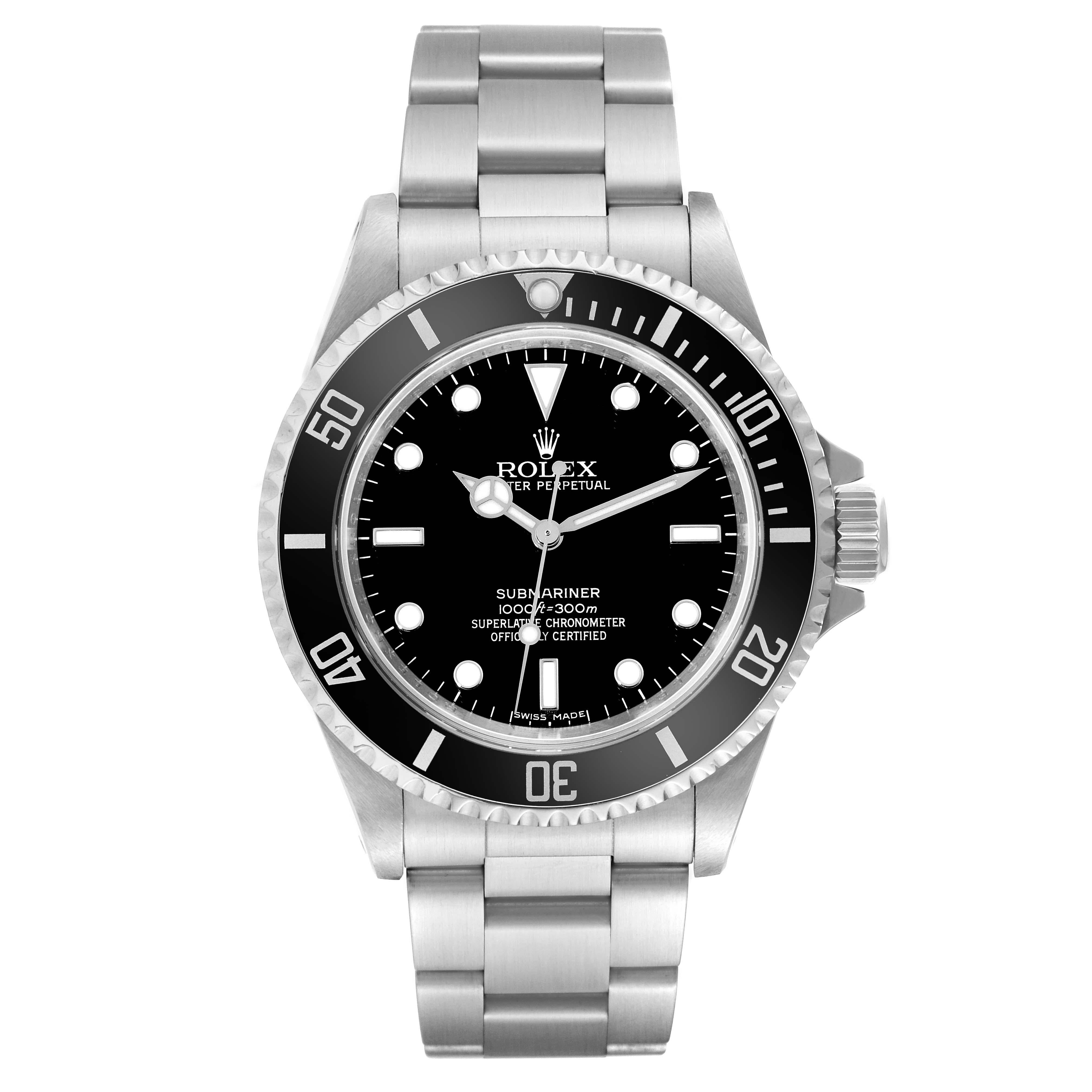 Rolex Submariner No Date 40mm 4 Liner Steel Mens Watch 14060 Box Card Pour hommes en vente