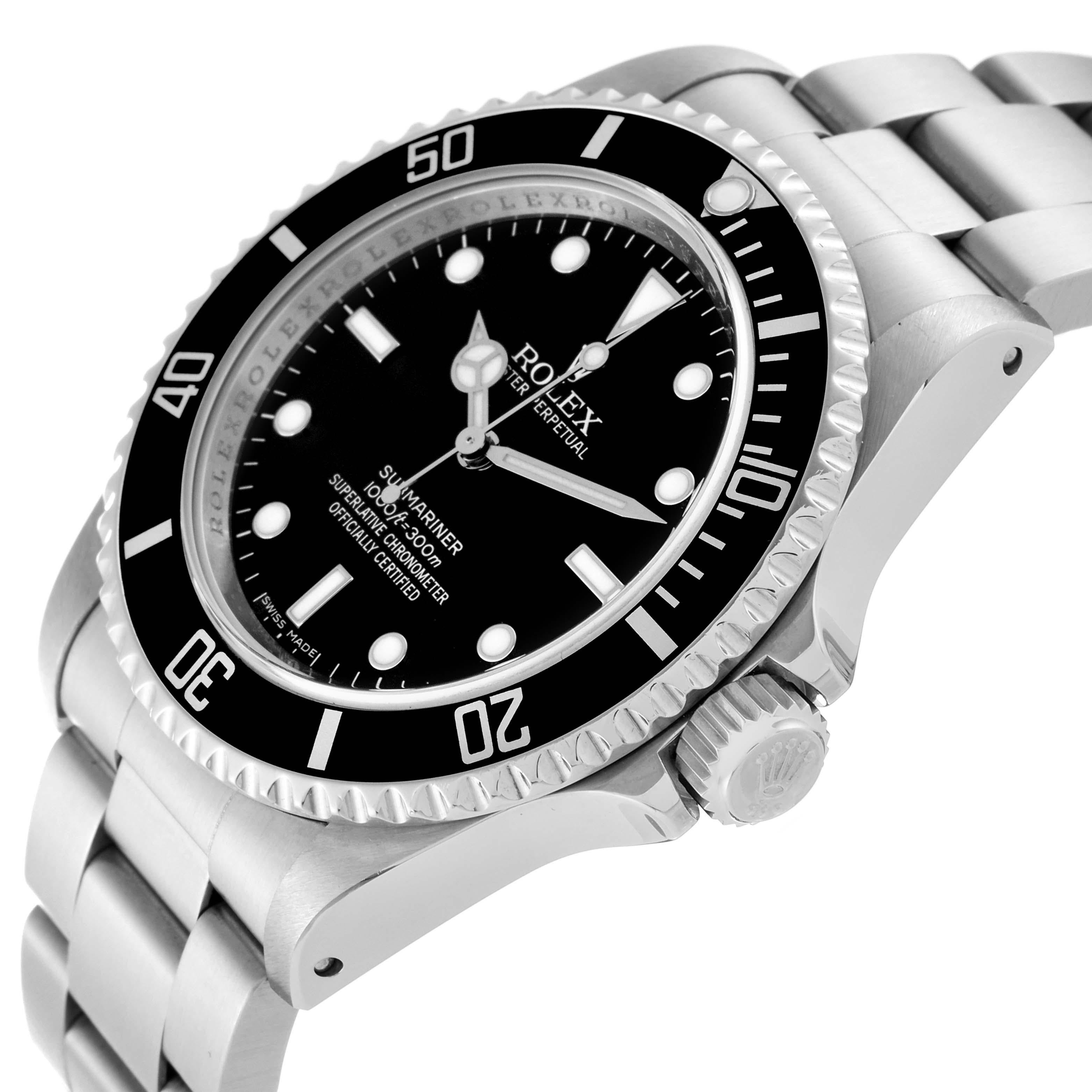 Rolex Submariner No Date 40mm 4 Liner Steel Mens Watch 14060 Box Card en vente 3
