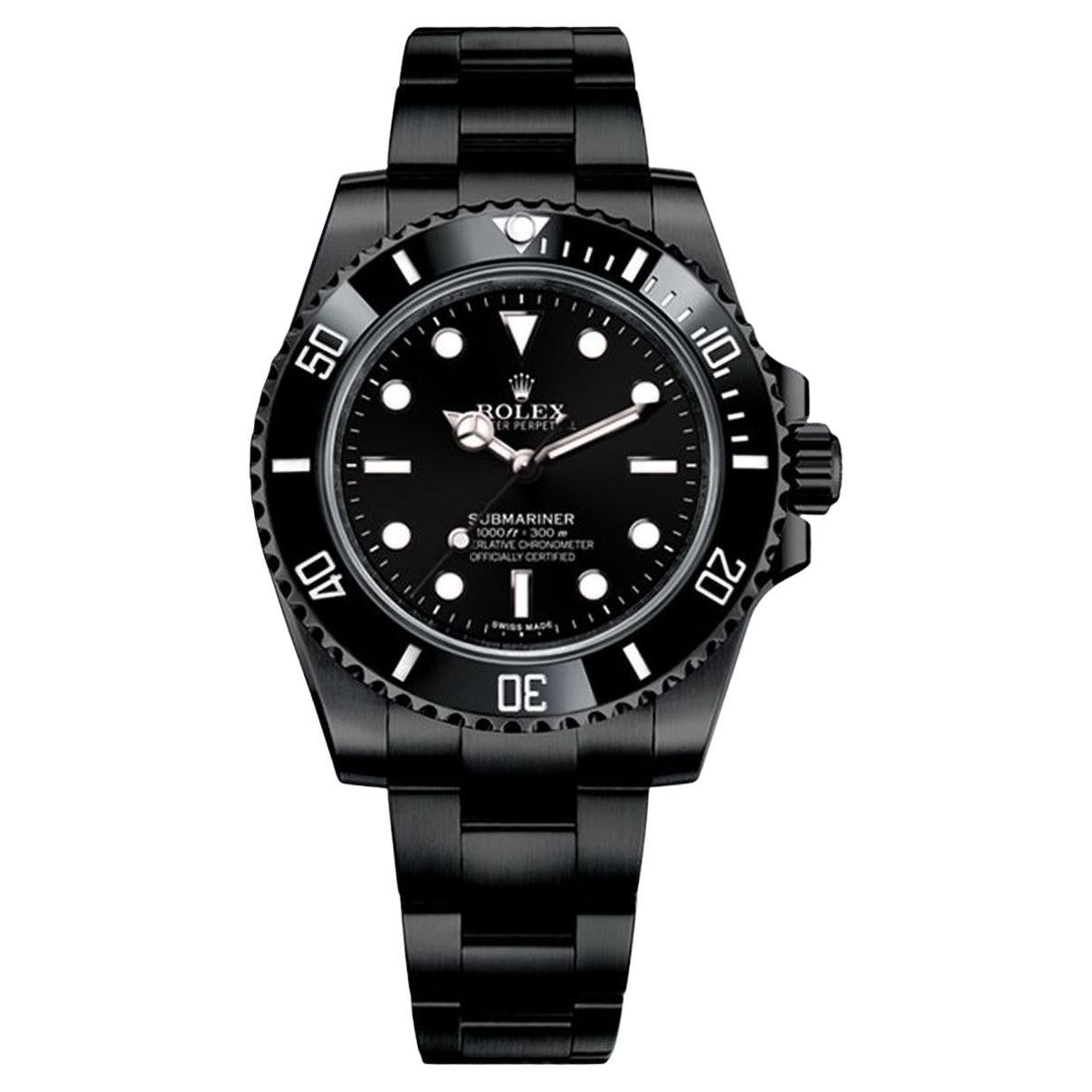 Rolex Submariner (kein Datum) Schwarz PVD/DLC-Uhr aus beschichtetem Edelstahl 114060 im Angebot