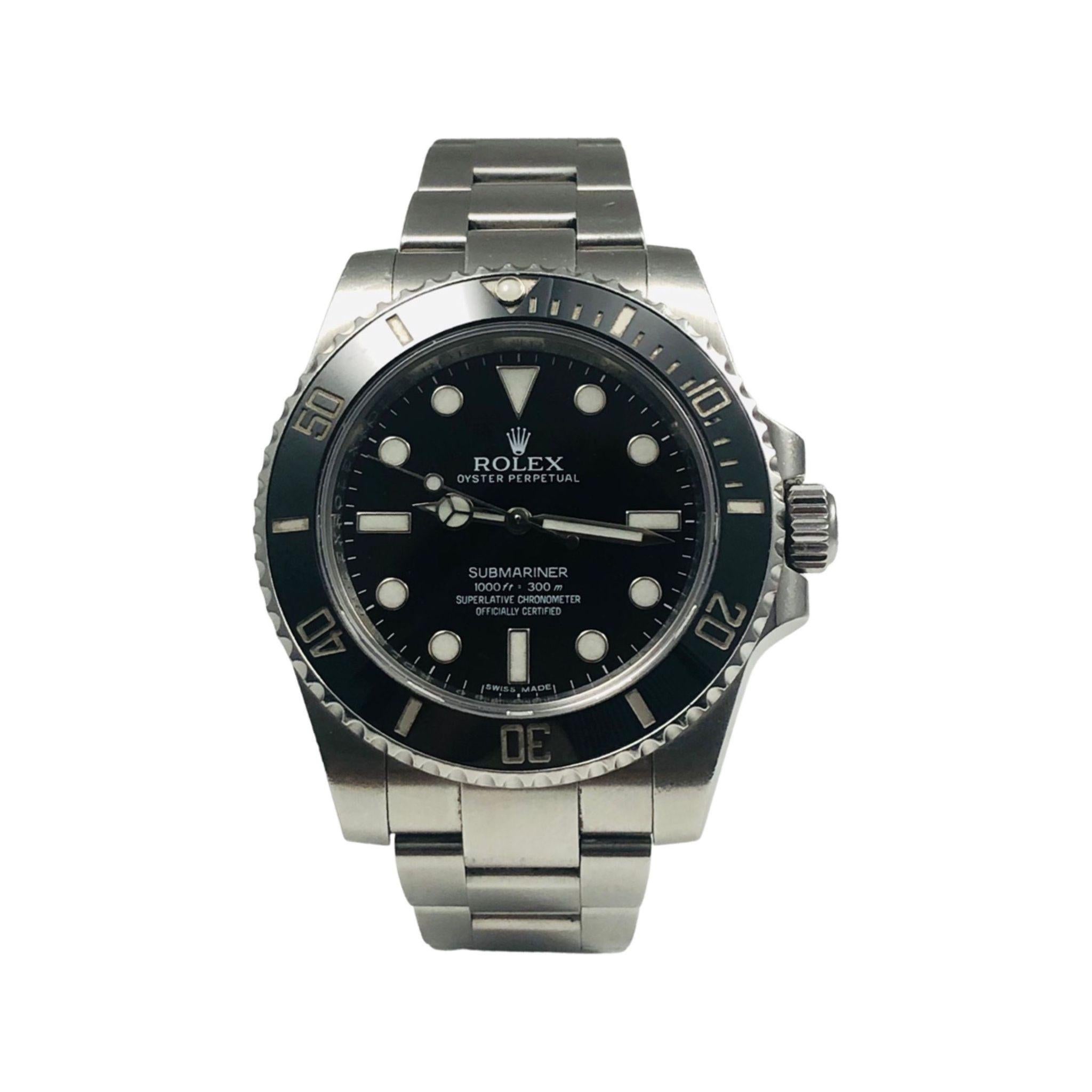 Rolex Montre Submariner « No Date » en acier inoxydable avec cadran noir Réf. 114060 Unisexe en vente